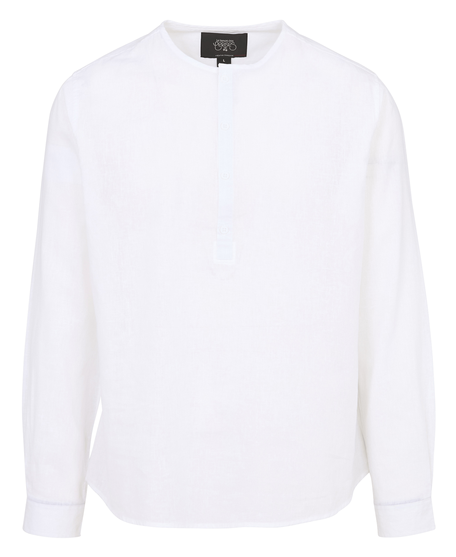 Chemise col rond en lin mélangé LE TEMPS DES CERISES Blanc