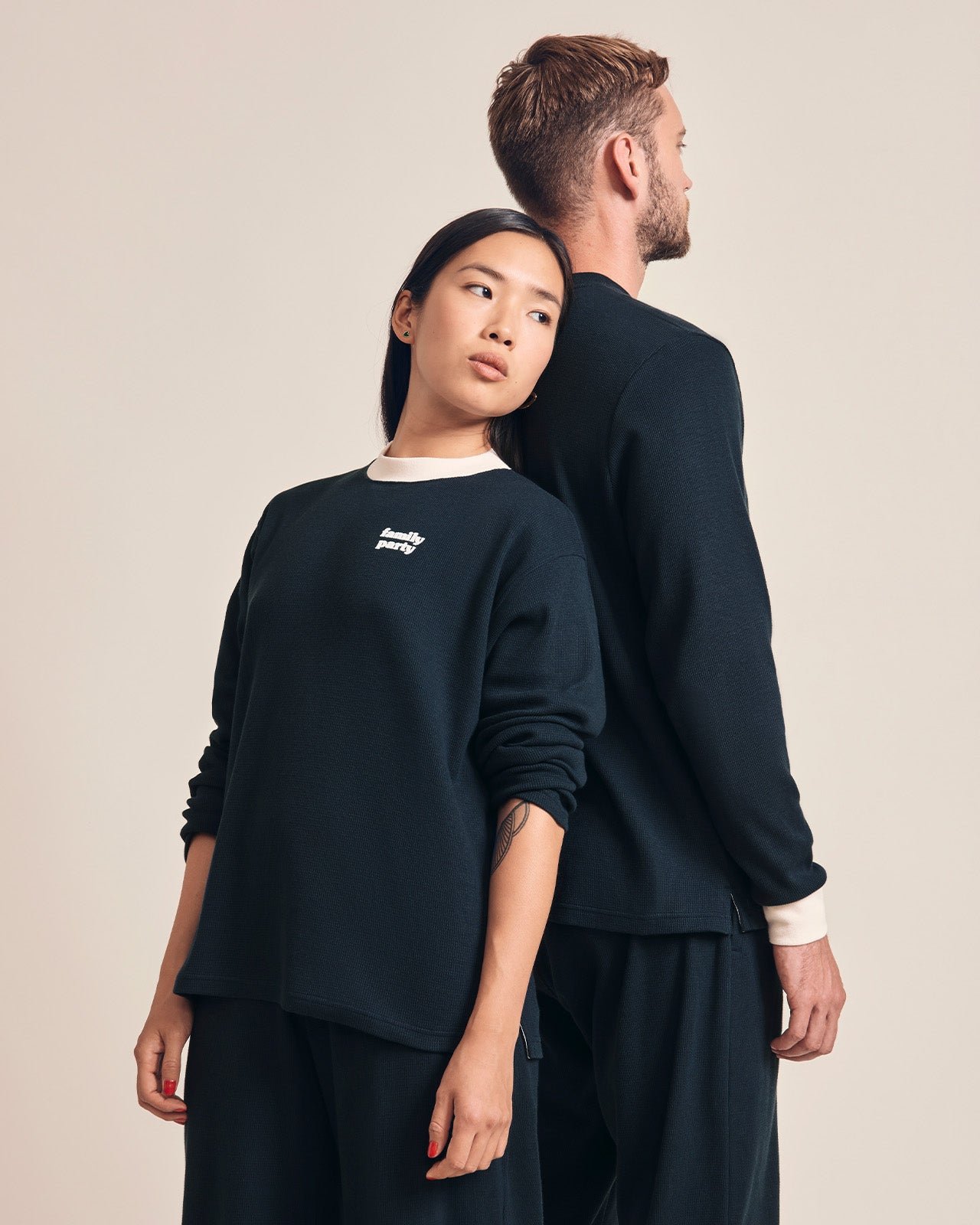 Women's Family Party organic cotton honeycomb pajama top EMOI EMOI Blue