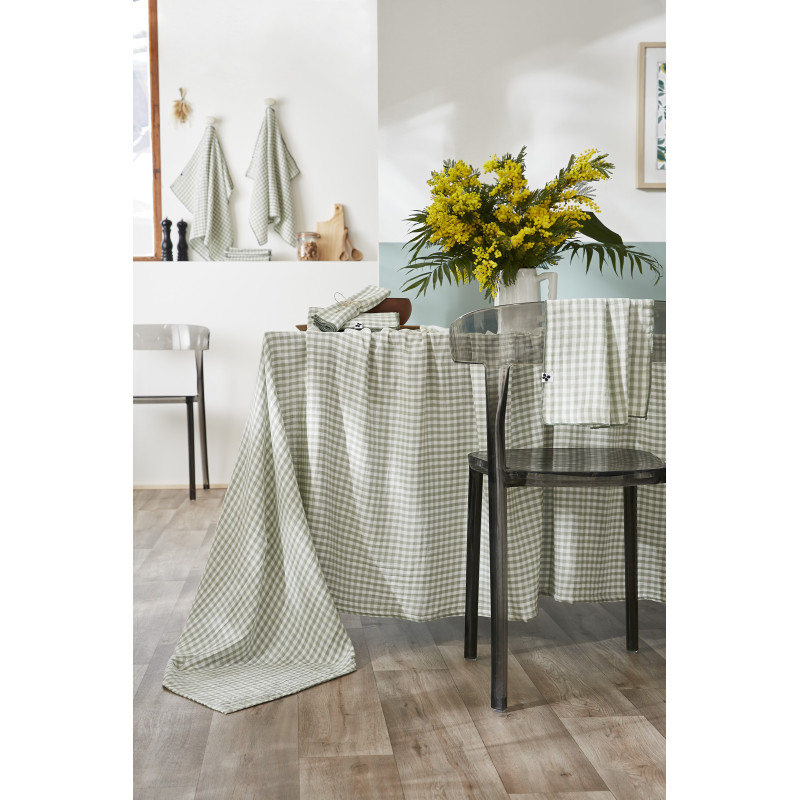 Nappe de table "vickie" 150 x 350 cm "gaze de coton tissé teint" L'EFFET PAPILLON Vert