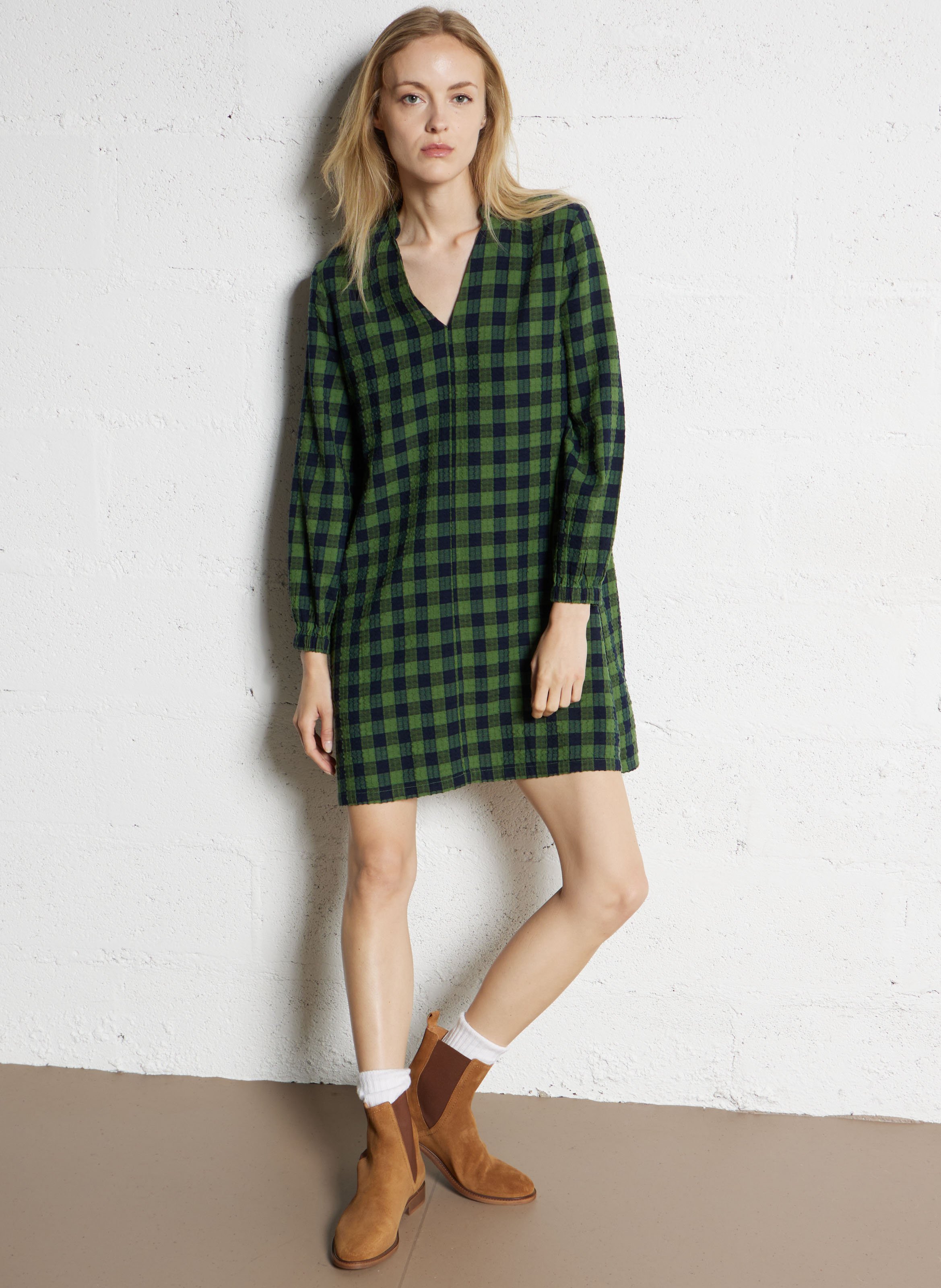 Robe évasée en coton mélangé NICE THINGS Kaki