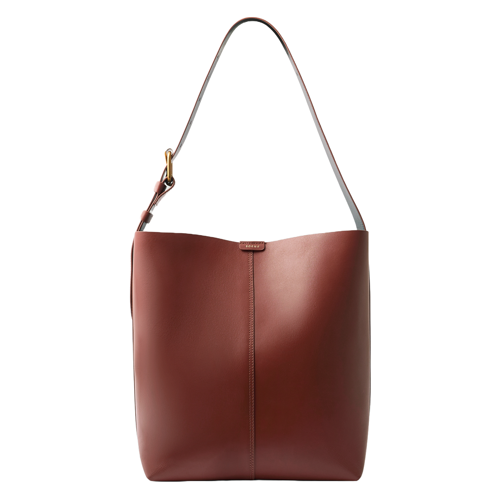 Reversible leather bucket bag SOEUR Brown