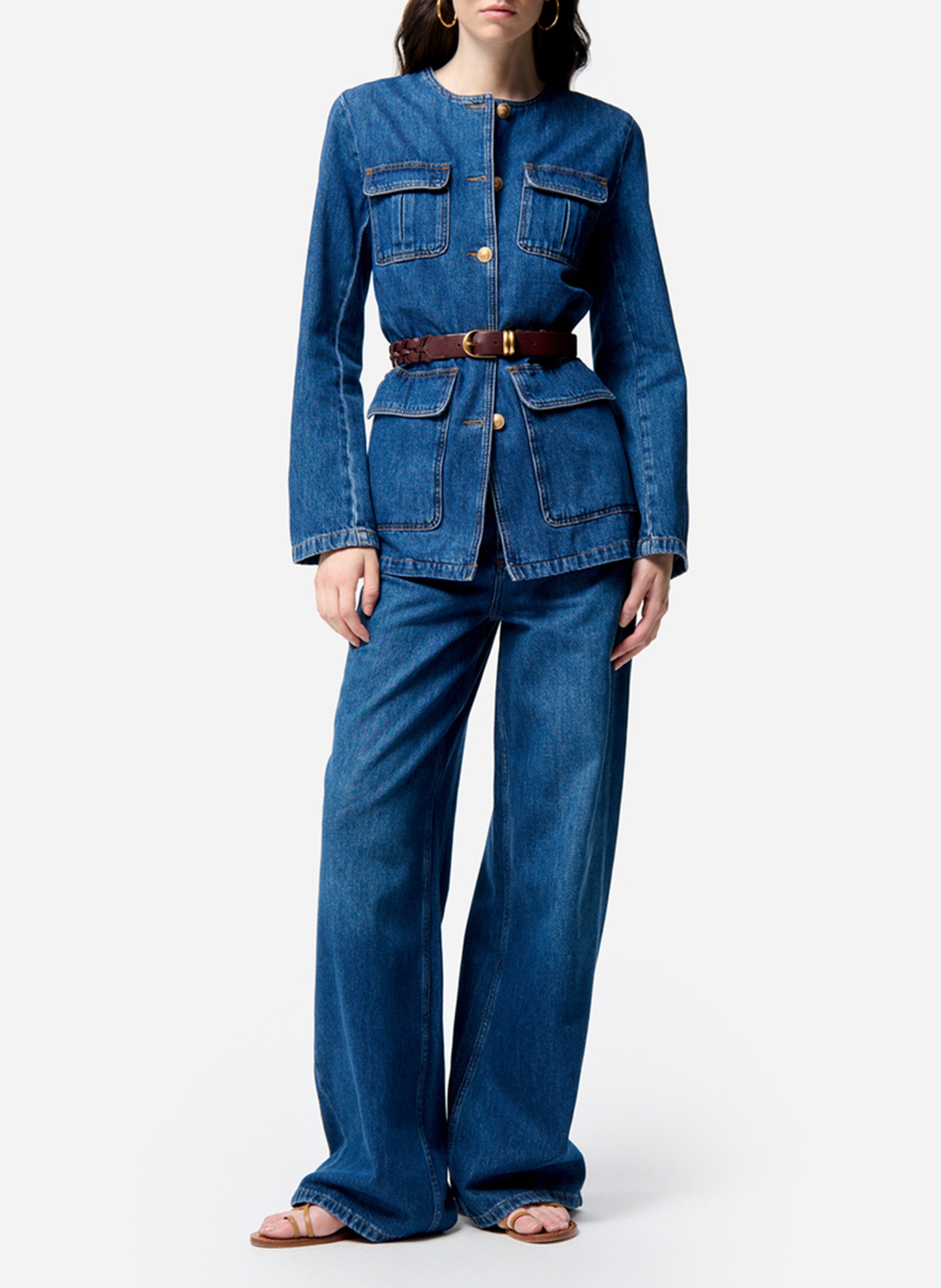 Round neck denim-look jacket VANESSA BRUNO Blue