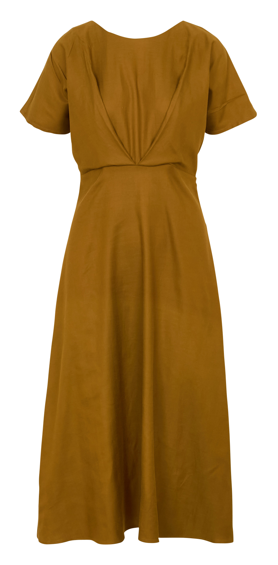 Robe midi évasée unie Marron