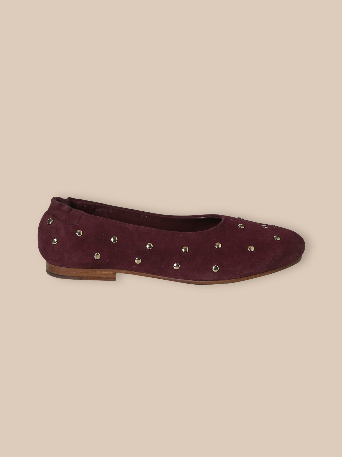 Studded leather ballet flats CYRILLUS Red