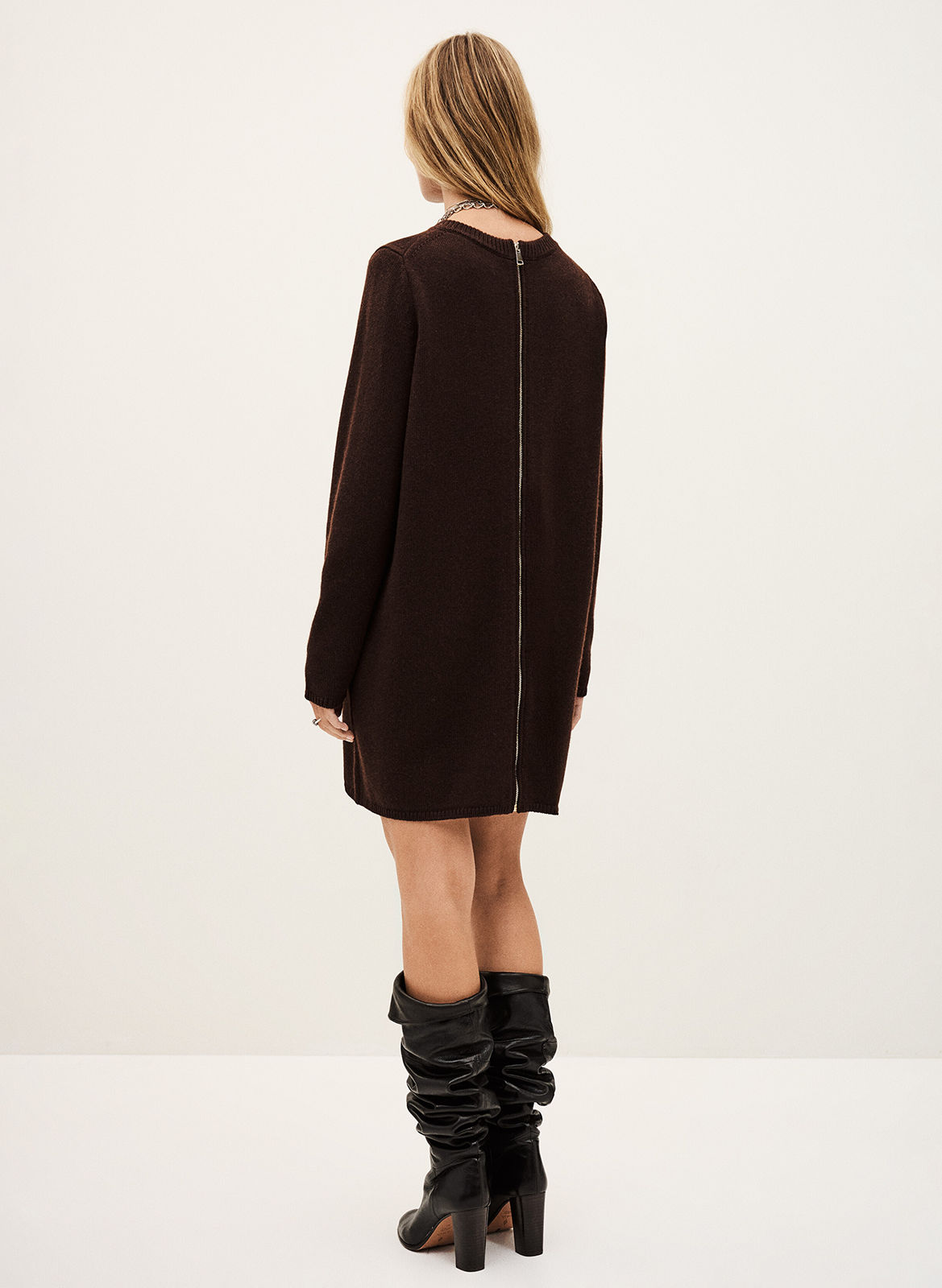 Halflange jurk van wol  BA&SH Bruin