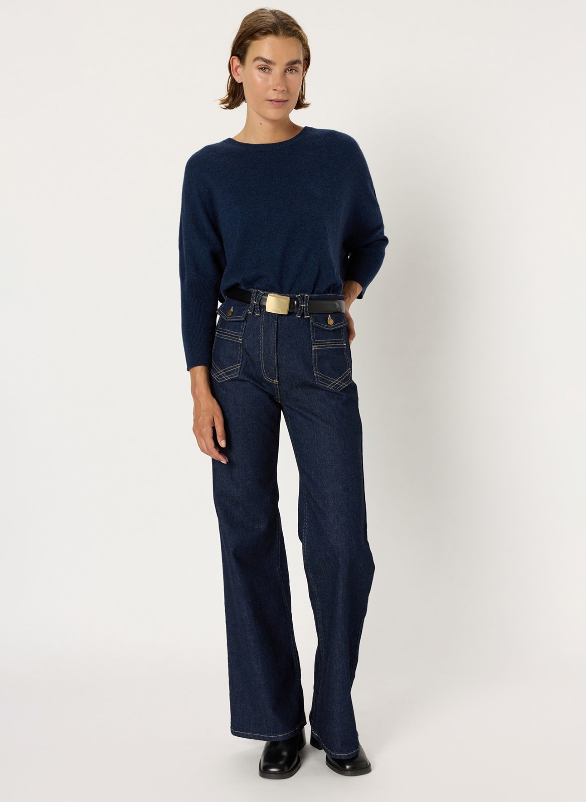 Pull col rond en cachemire GERARD DAREL Bleu