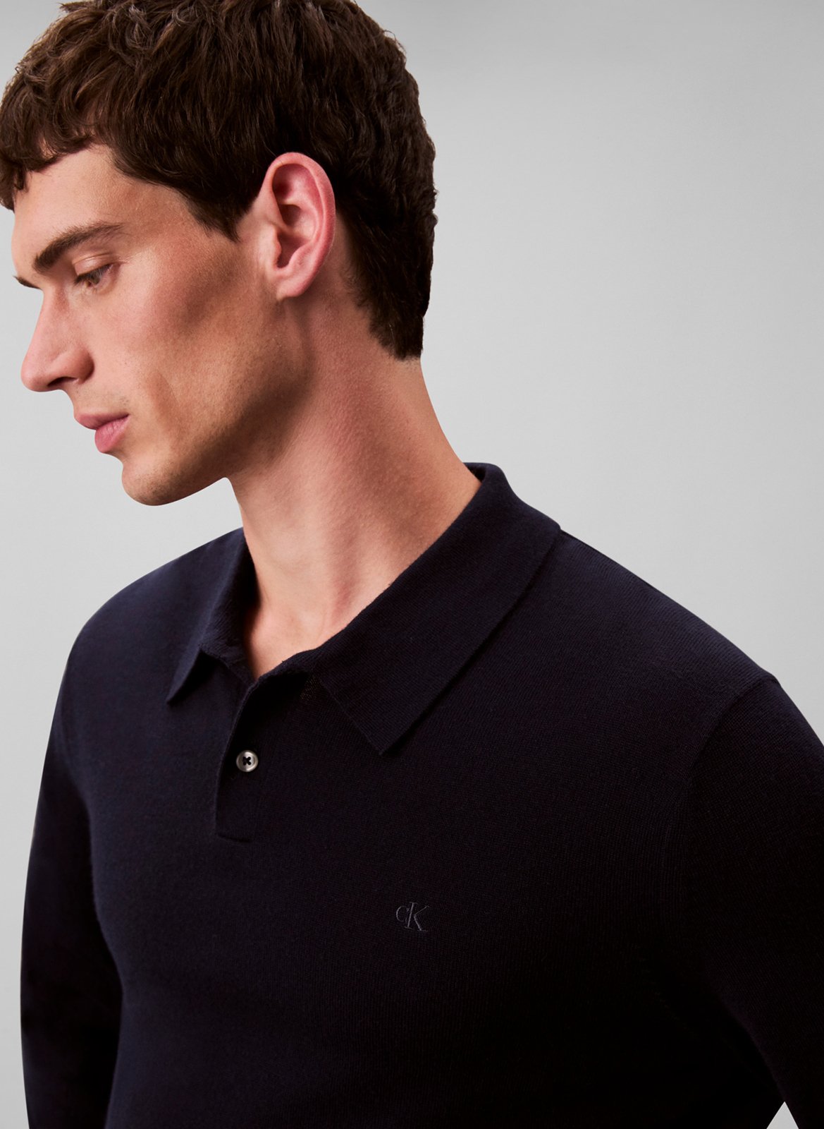 Polo manches longues en laine CALVIN KLEIN Bleu