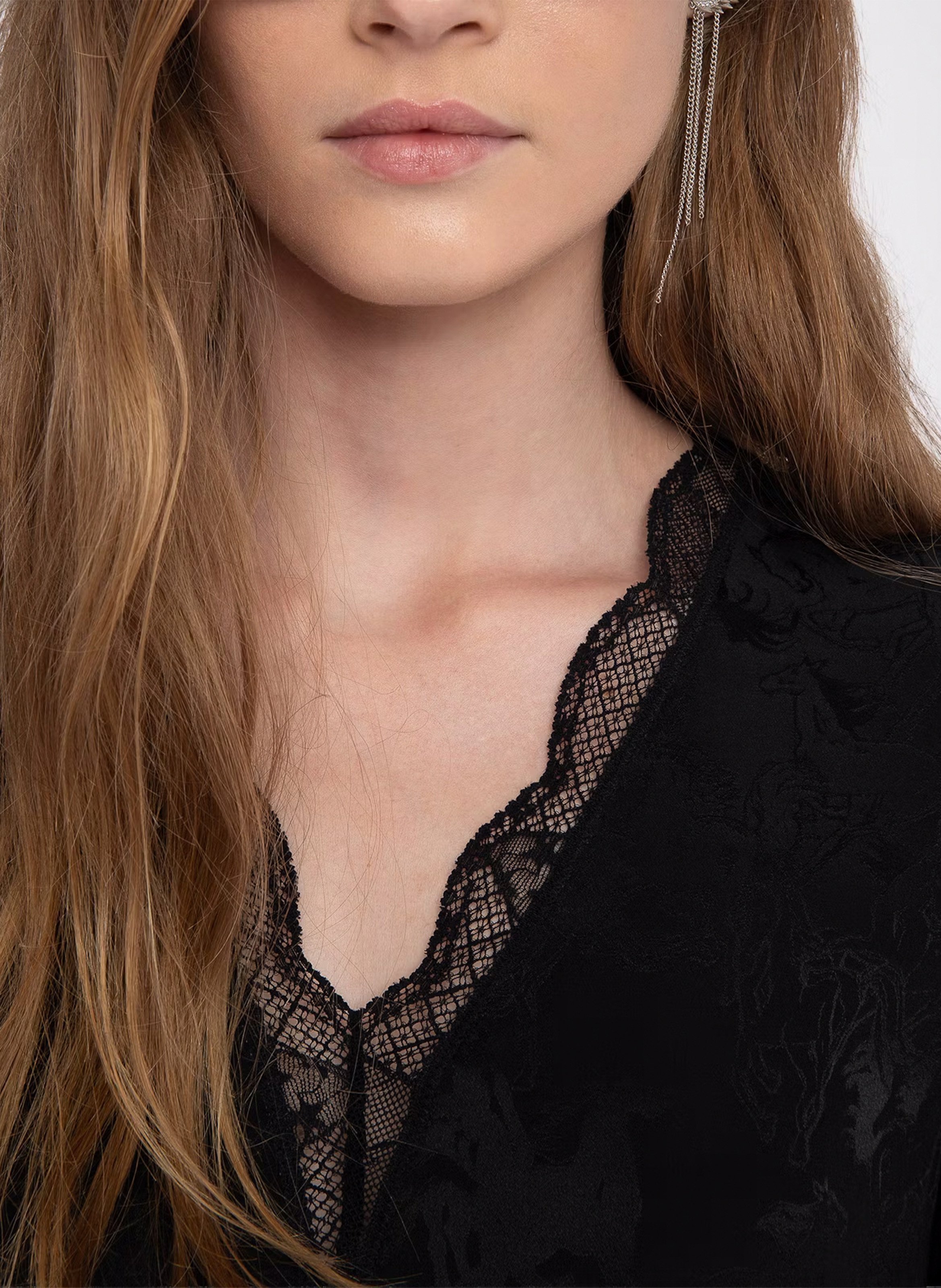 Robe courte col V en soie ZADIG&VOLTAIRE Noir