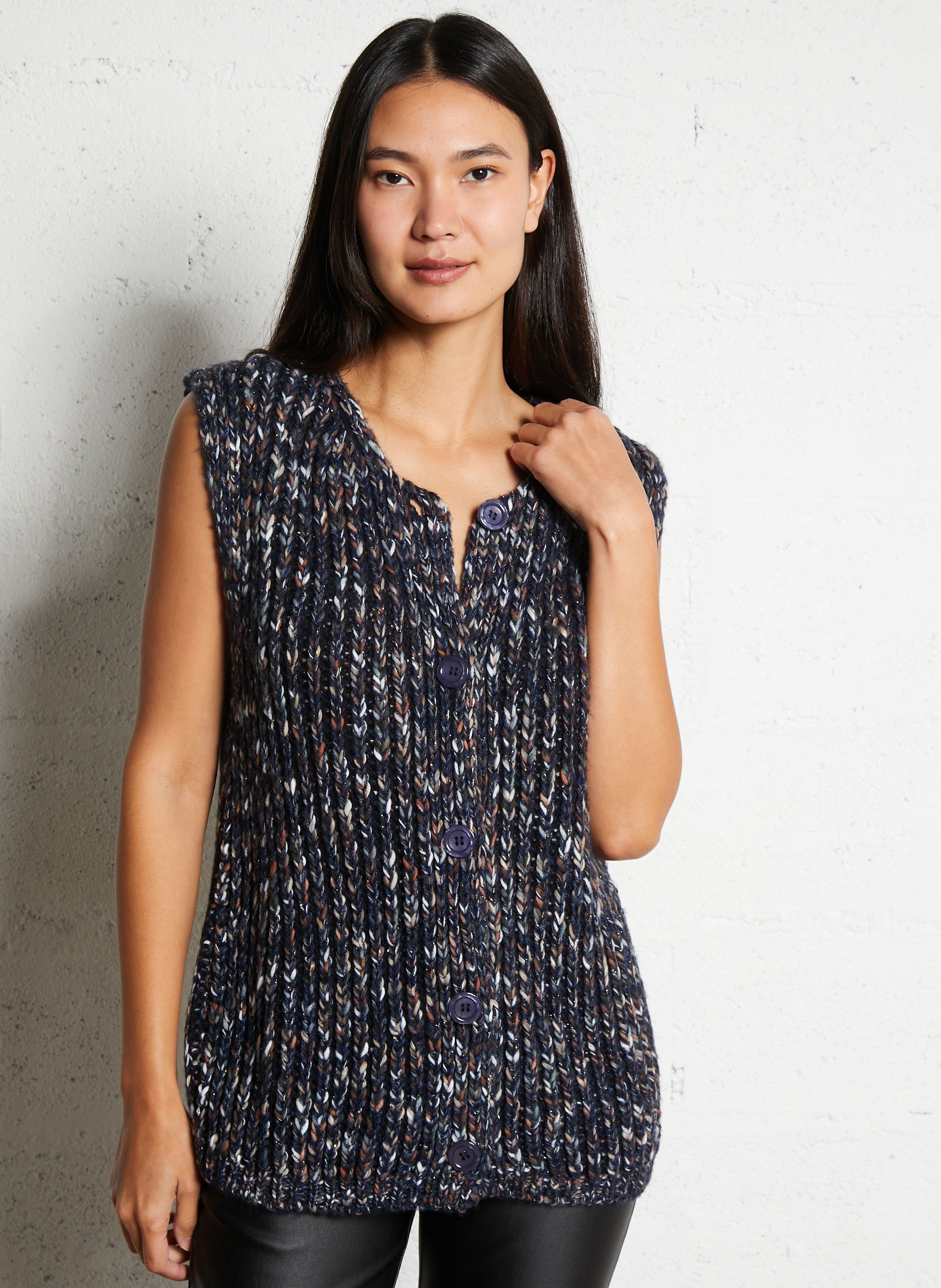 Gilet oversize col rond PLEASE Bleu