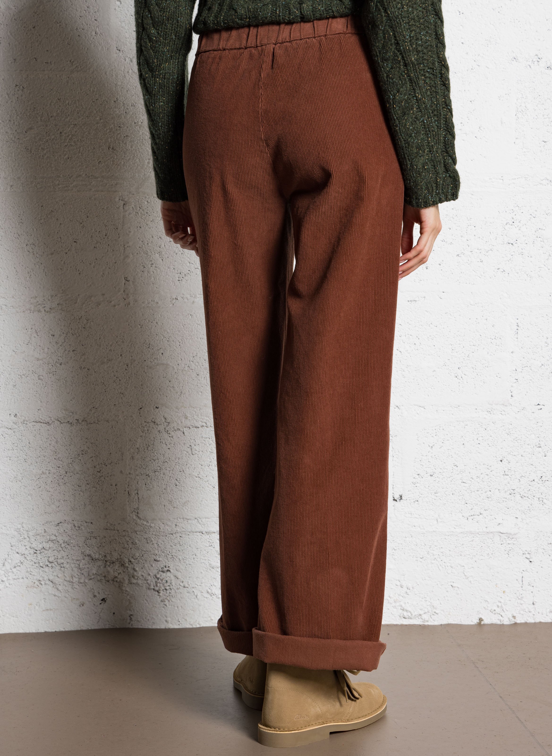 Pantalon large en velours côtelé  DIEGA Marron