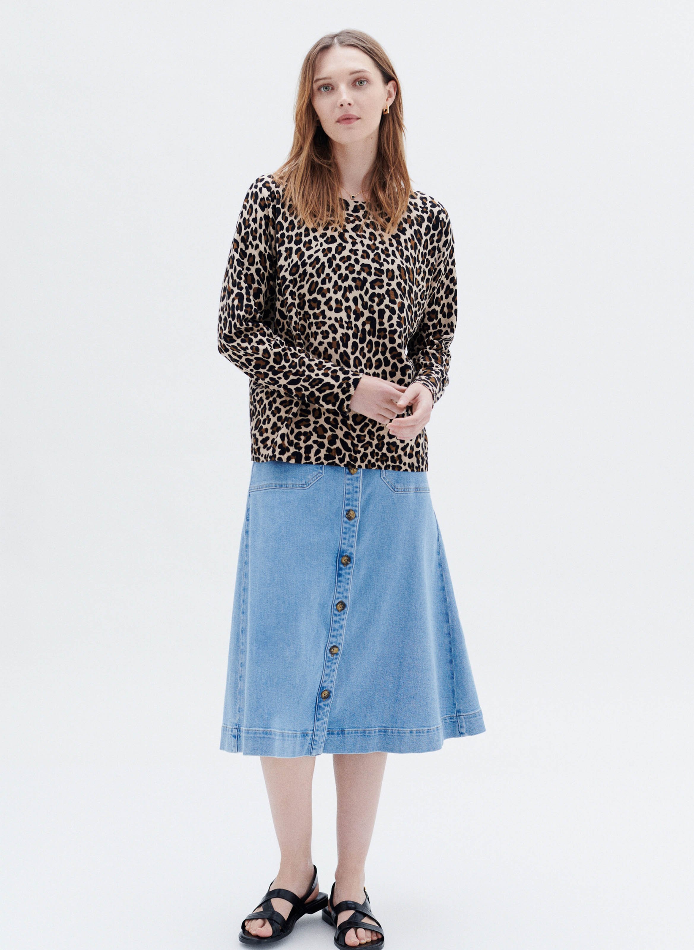 Pull à motif léopard CAROLL Marron