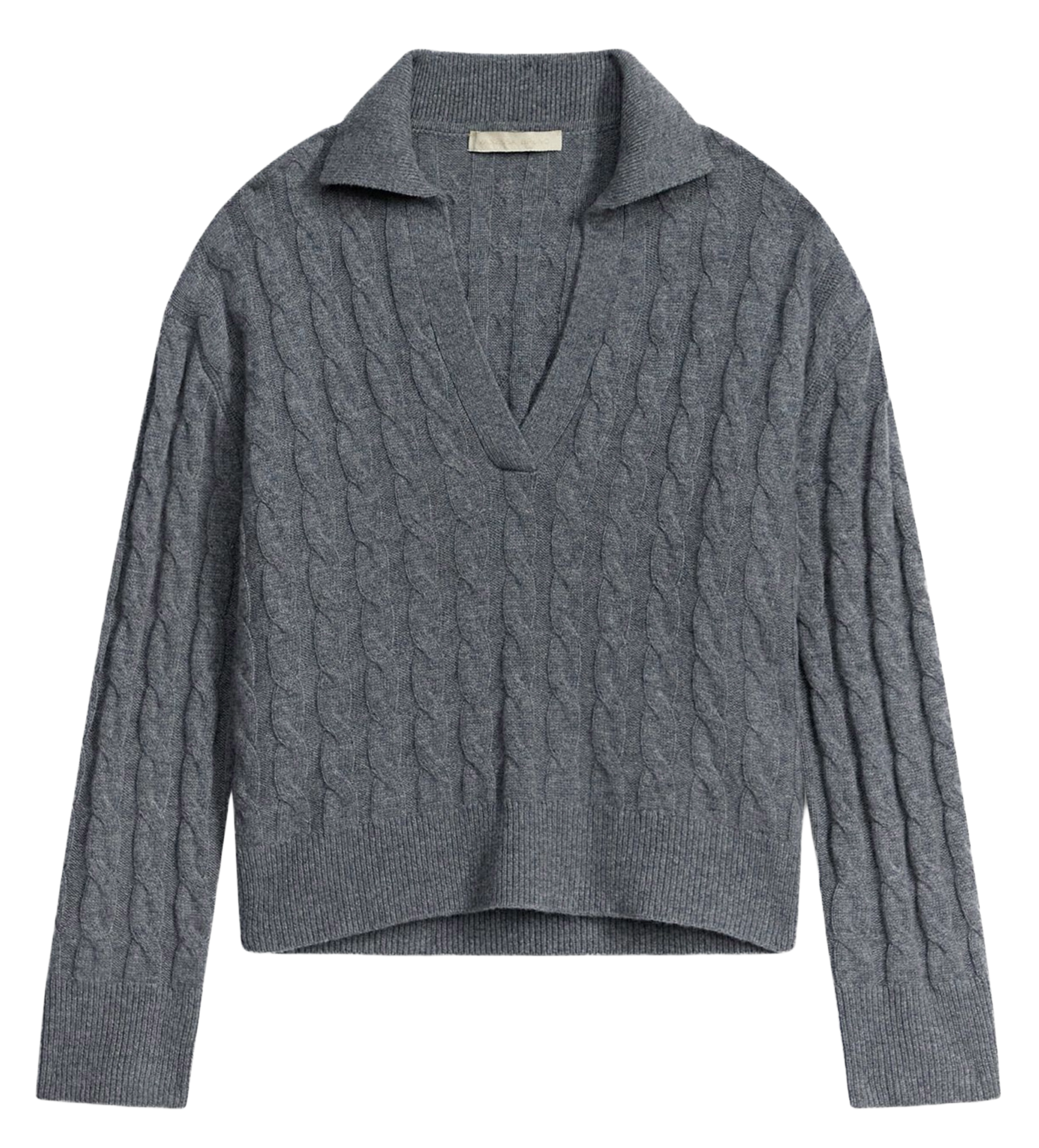 Pull droit col polo en laine et cachemire VANESSA BRUNO Gris
