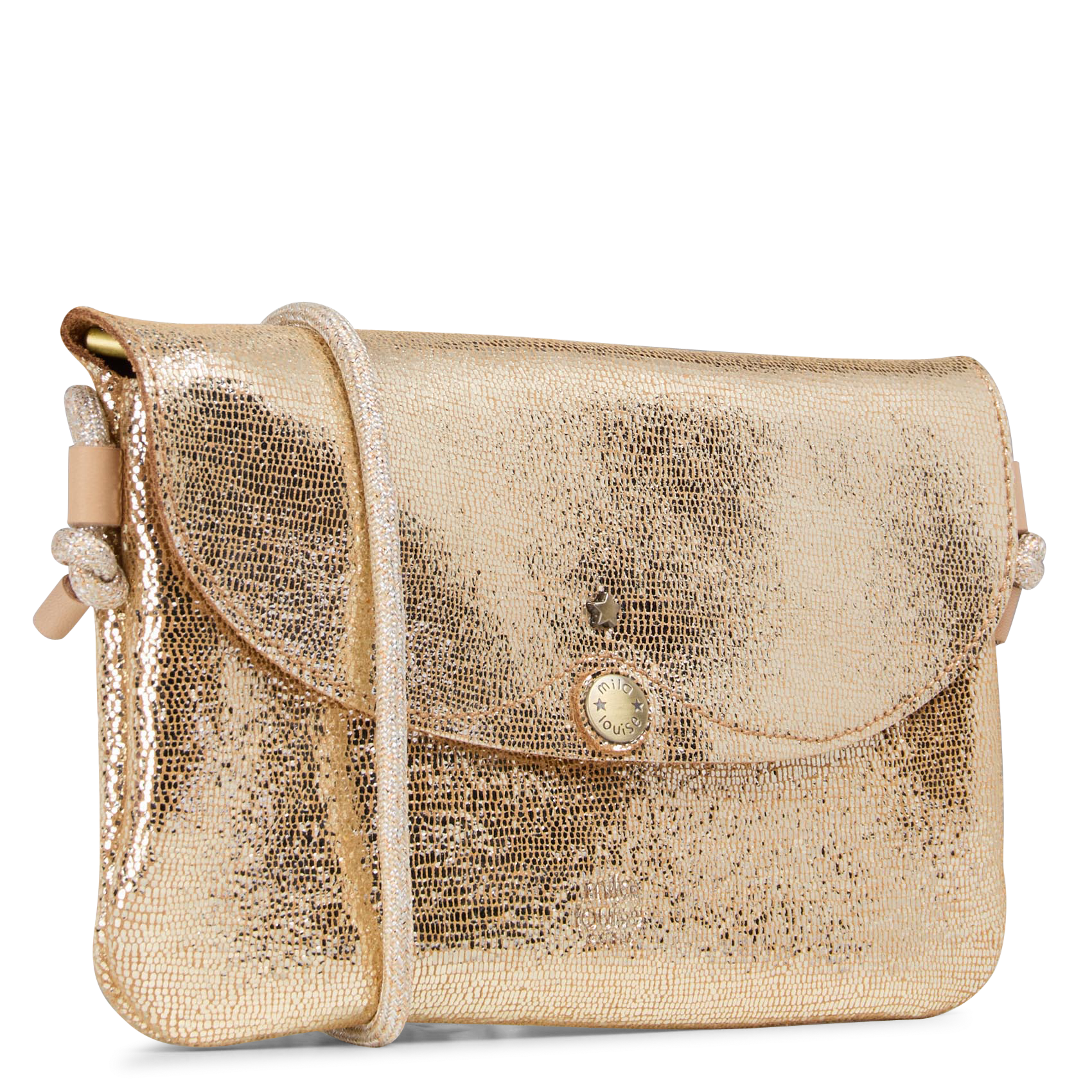 Metallic leather clutch MILA LOUISE Beige