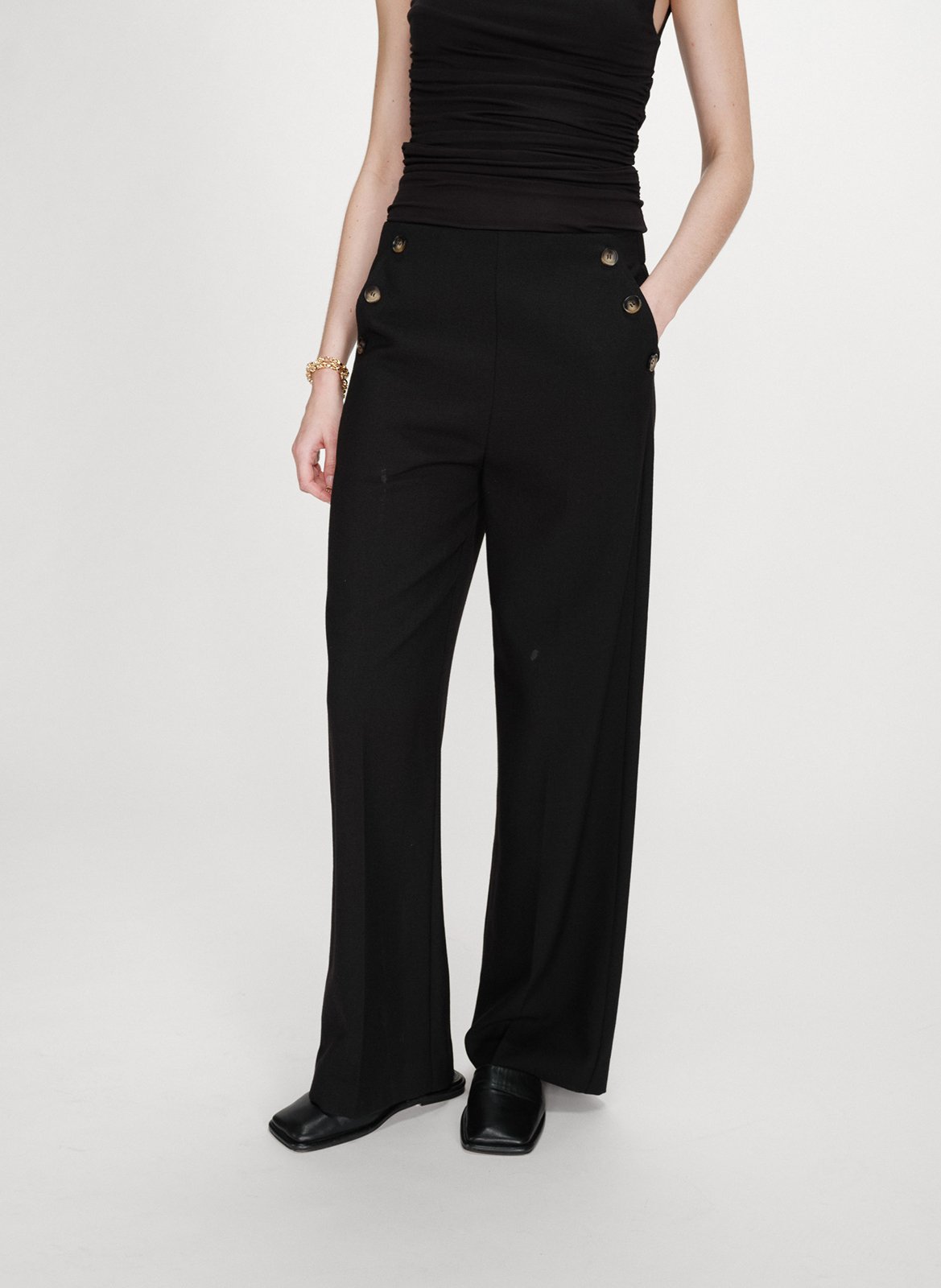 Plain high-waisted straight-cut pants GRACE ET MILA