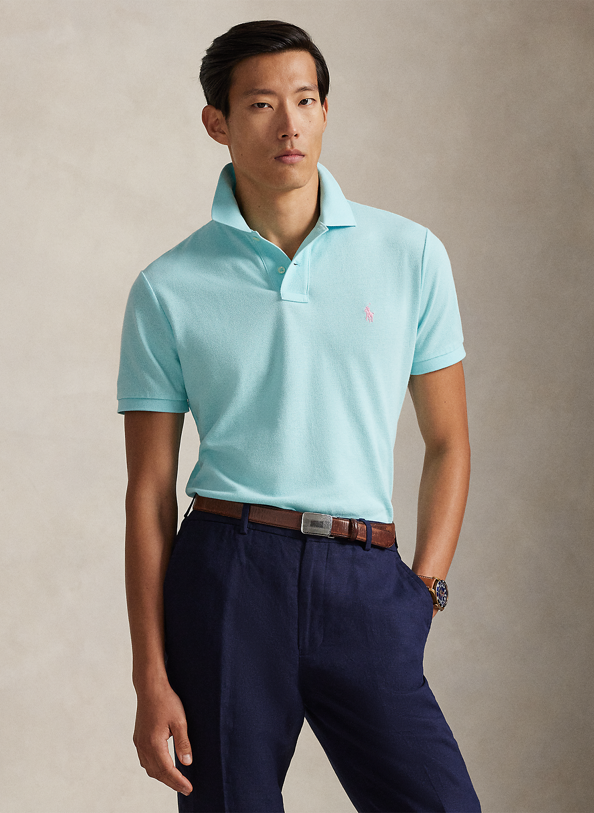 Custom-fit cotton polo shirt POLO RALPH LAUREN Blue