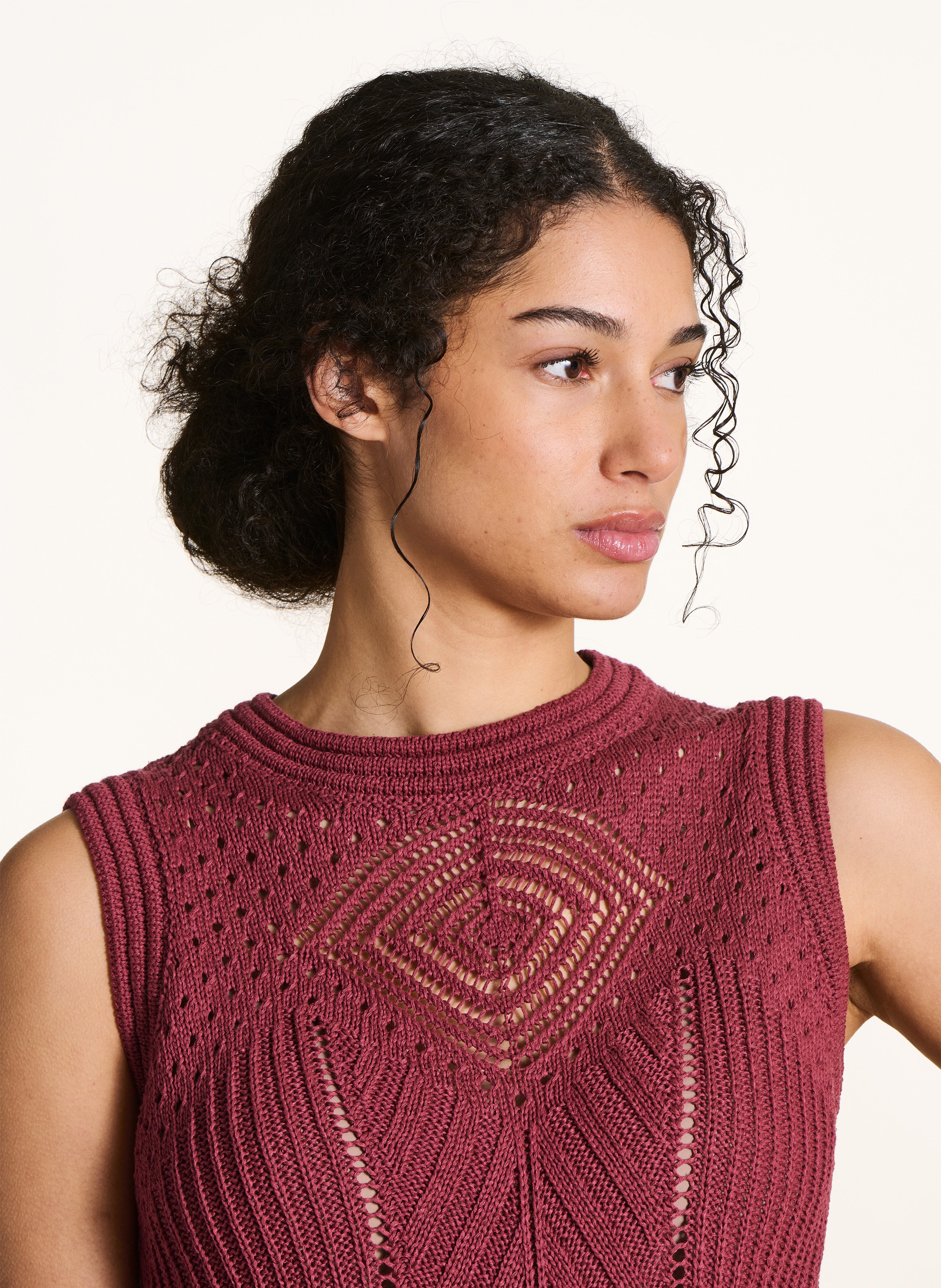 Straight round-neck knit sweater LA FEE MARABOUTEE Brown