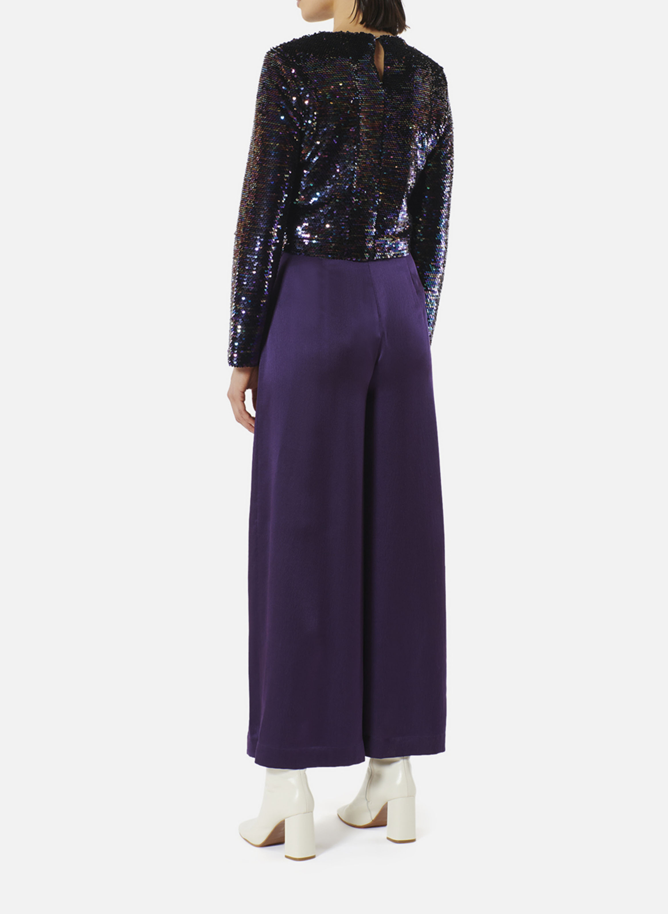 Regular-fit round-neck sequin top KARMA KOMA Brown