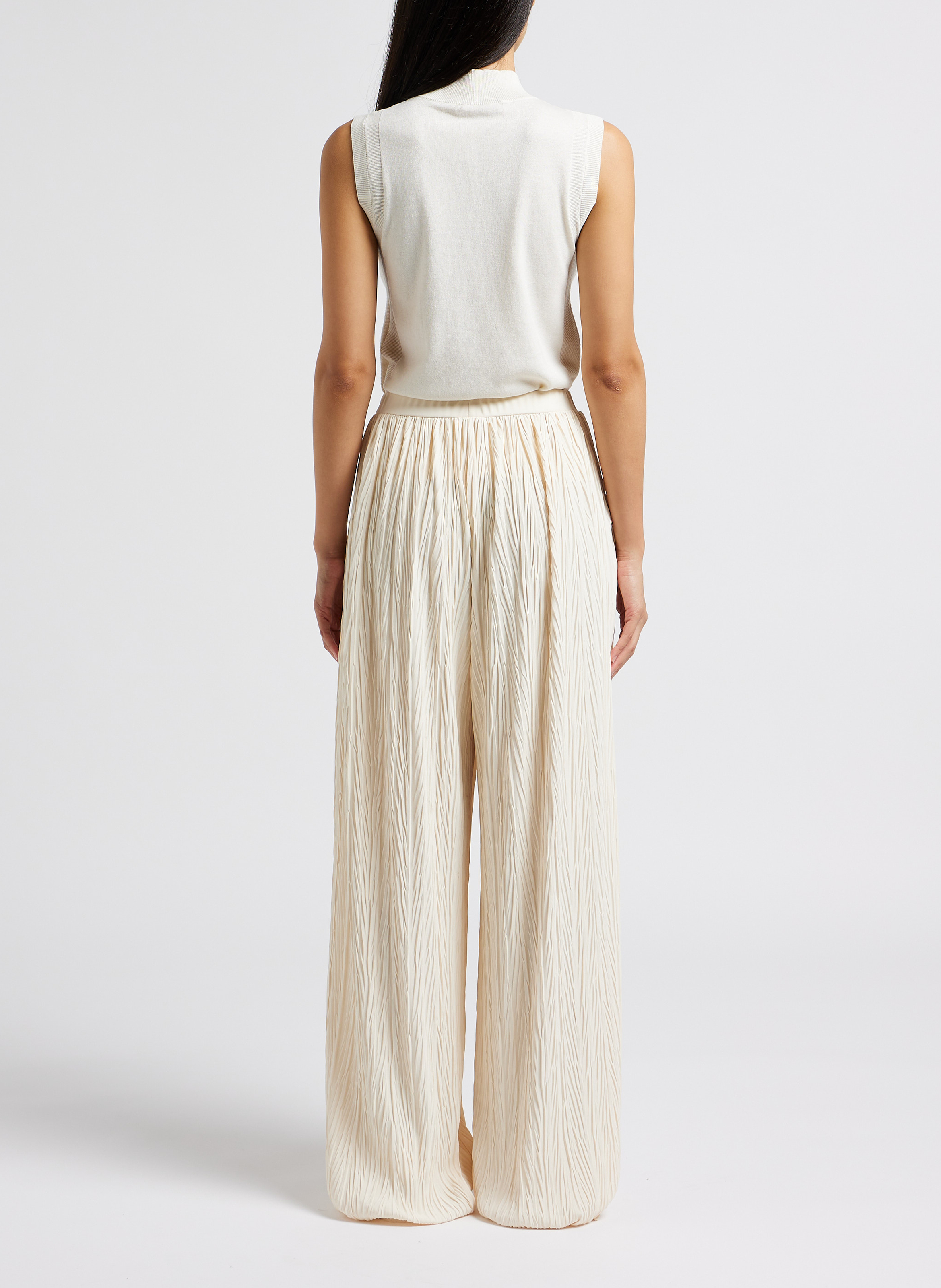 Pantalon large texturé taille haute MAX MARA LEISURE Blanc