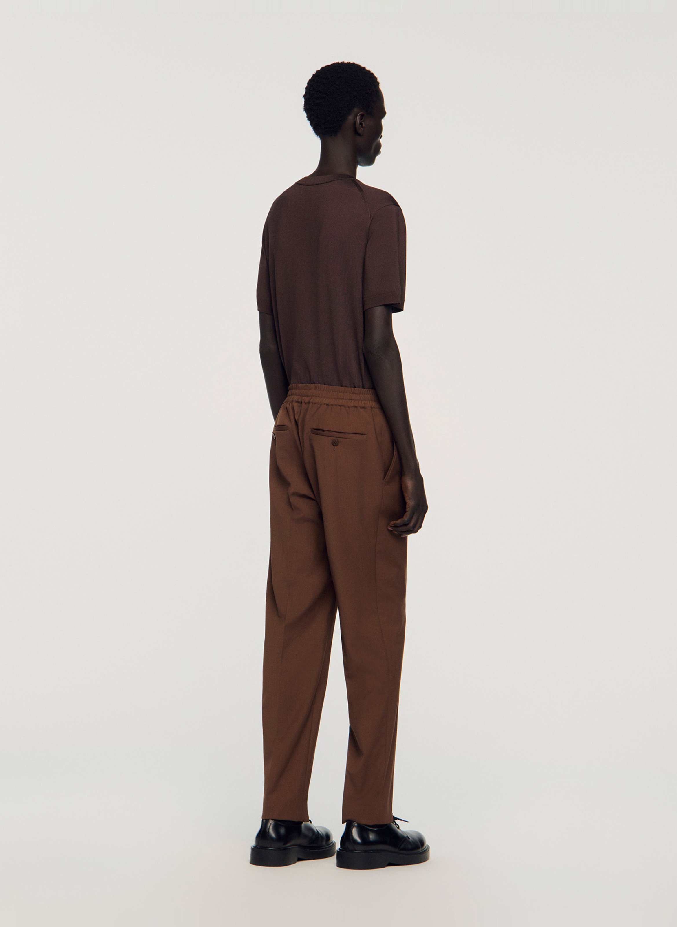 Straight-leg elasticated pants SANDRO Brown