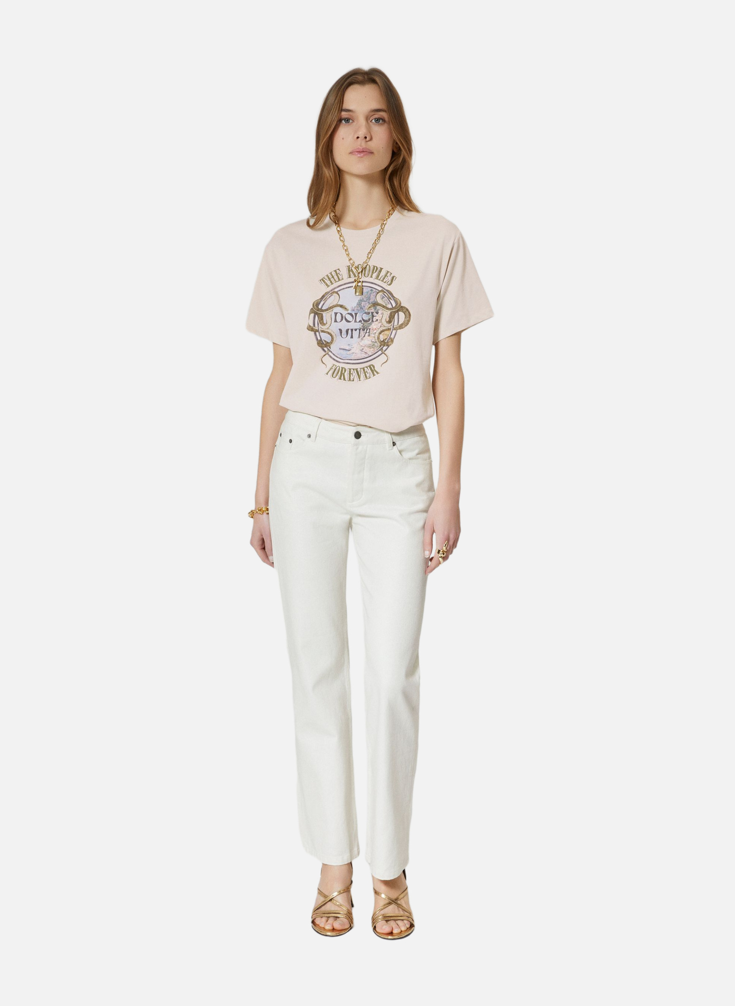 T-shirt with screen printing THE KOOPLES Beige