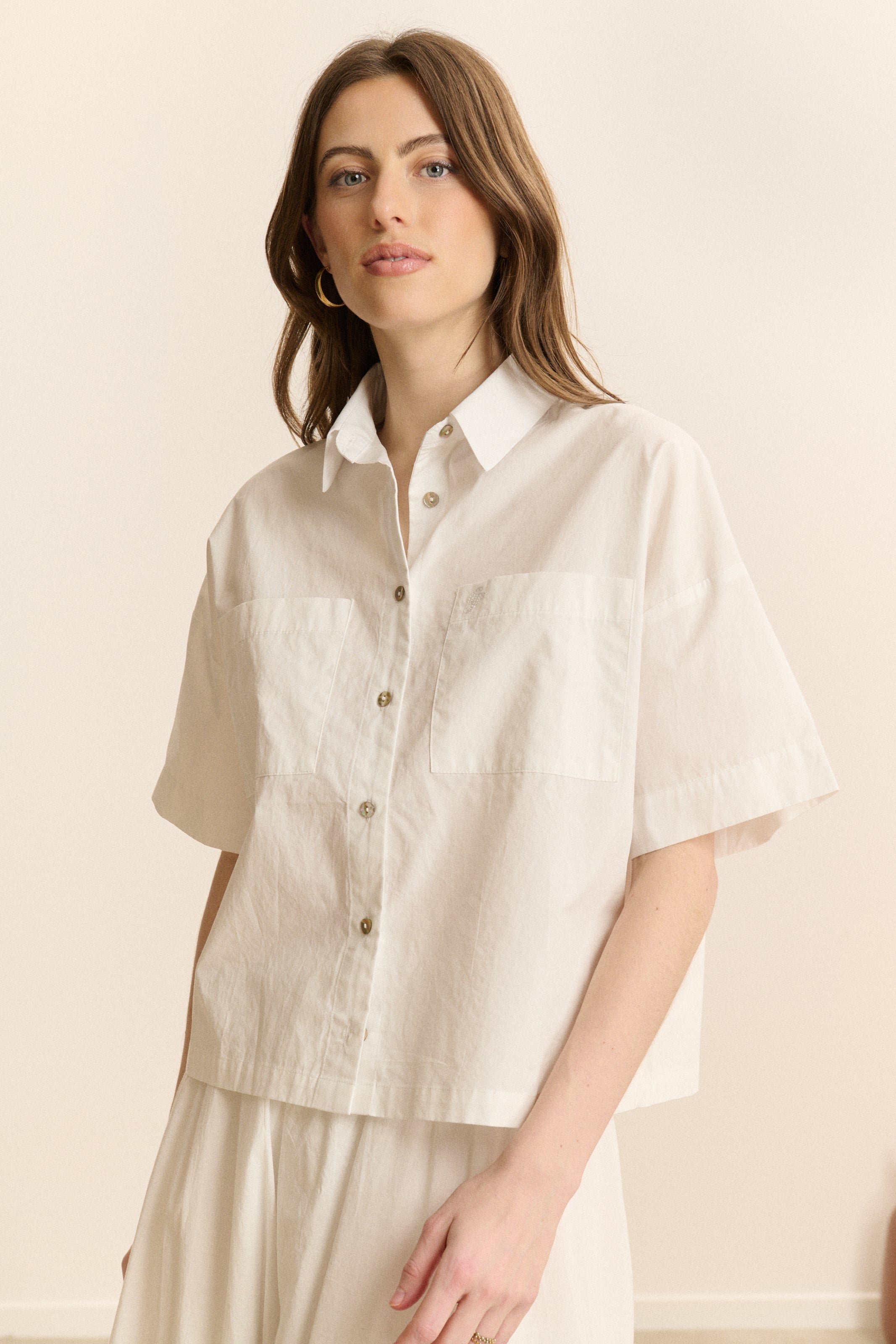 Short-sleeved poplin shirt GARANCE PARIS White