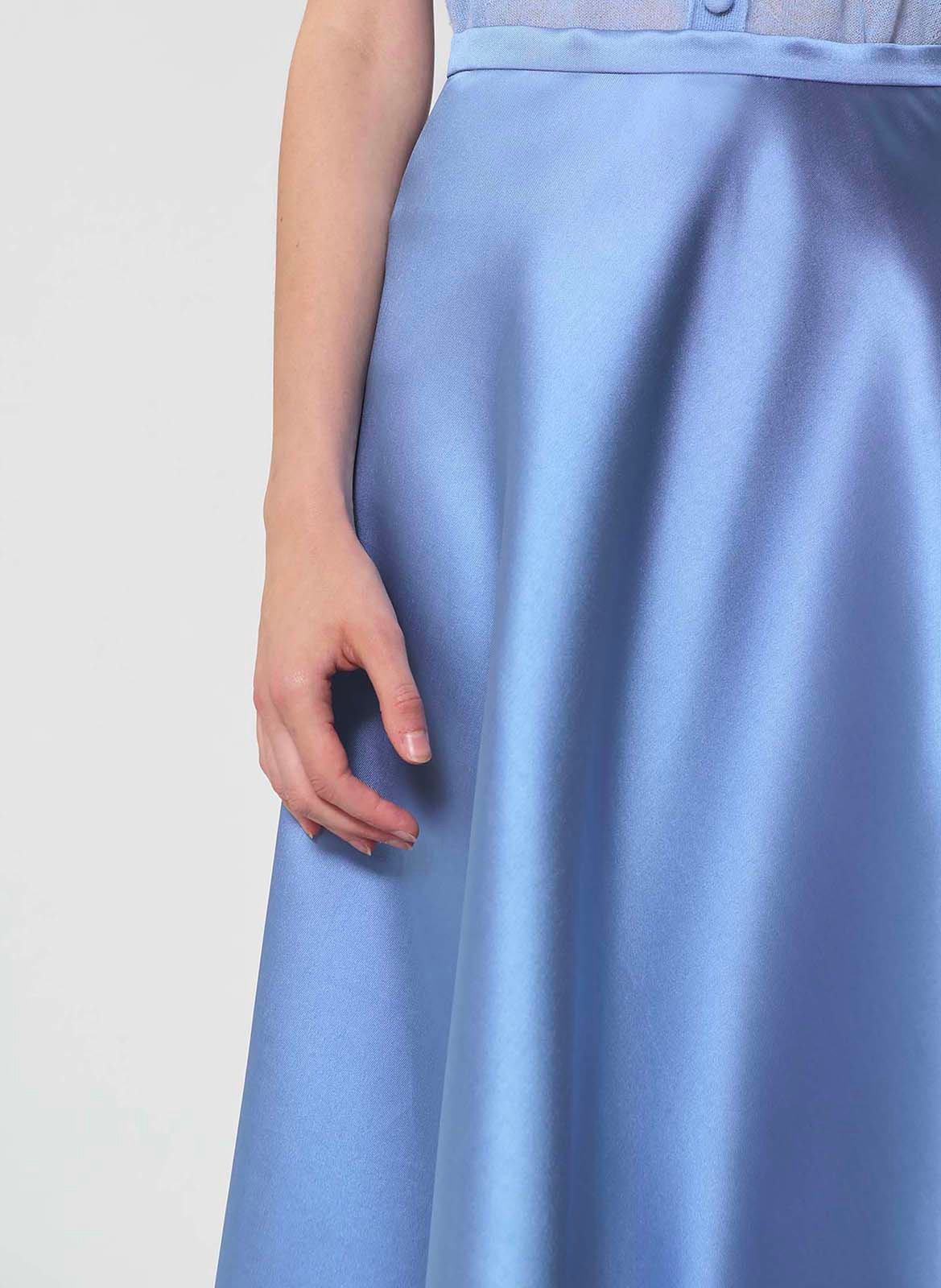 Halflange rok van soepelvallende satijn TARA JARMON Blauw