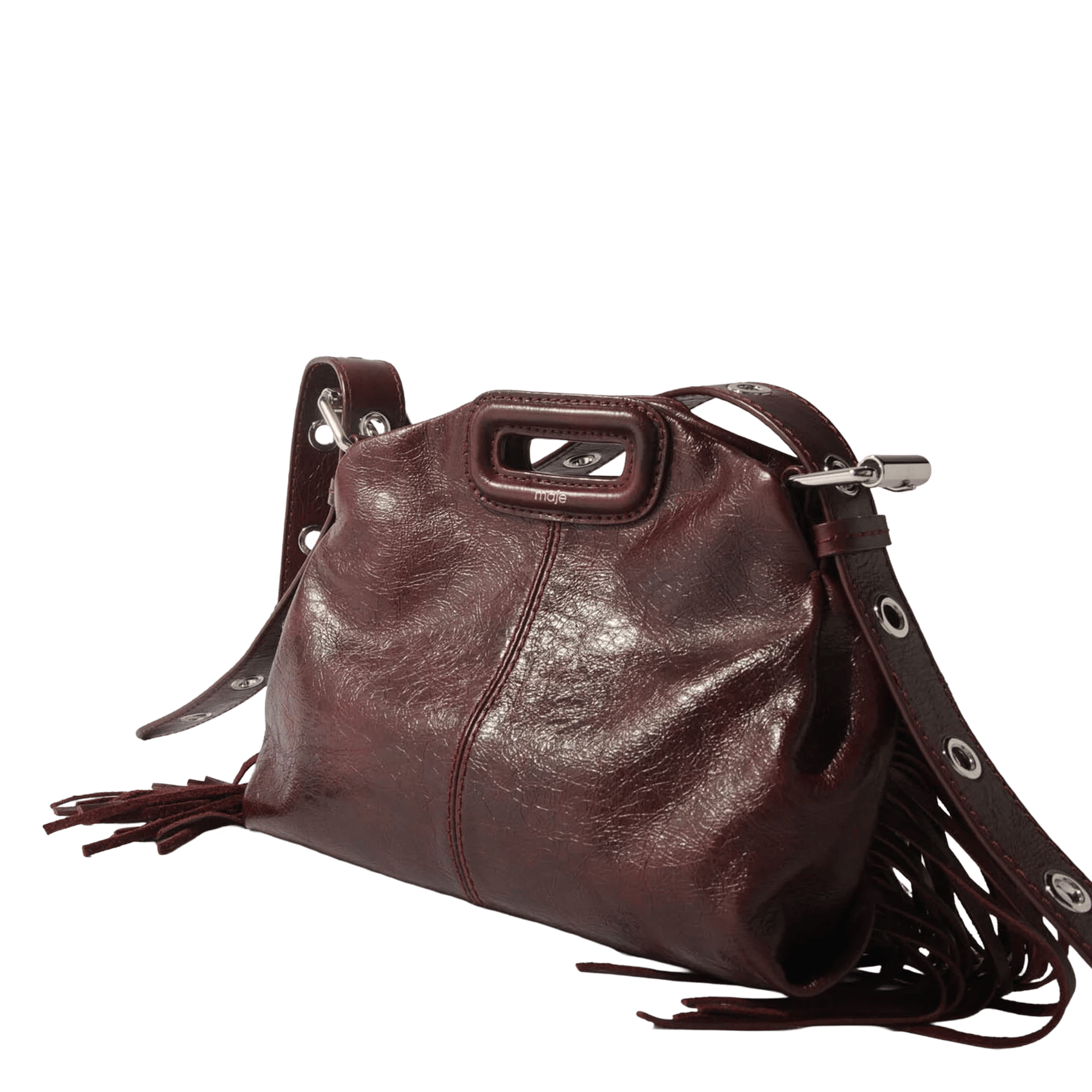 Sac bandoulière en cuir MAJE Rouge