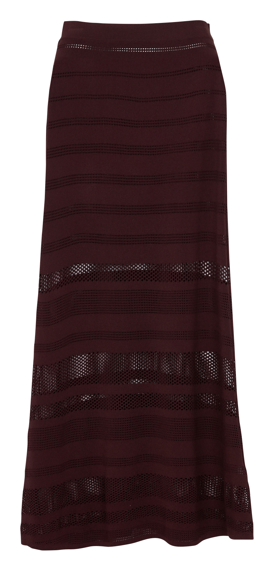 Weite lange durchbrochene einfarbige Rock SUNCOO Braun