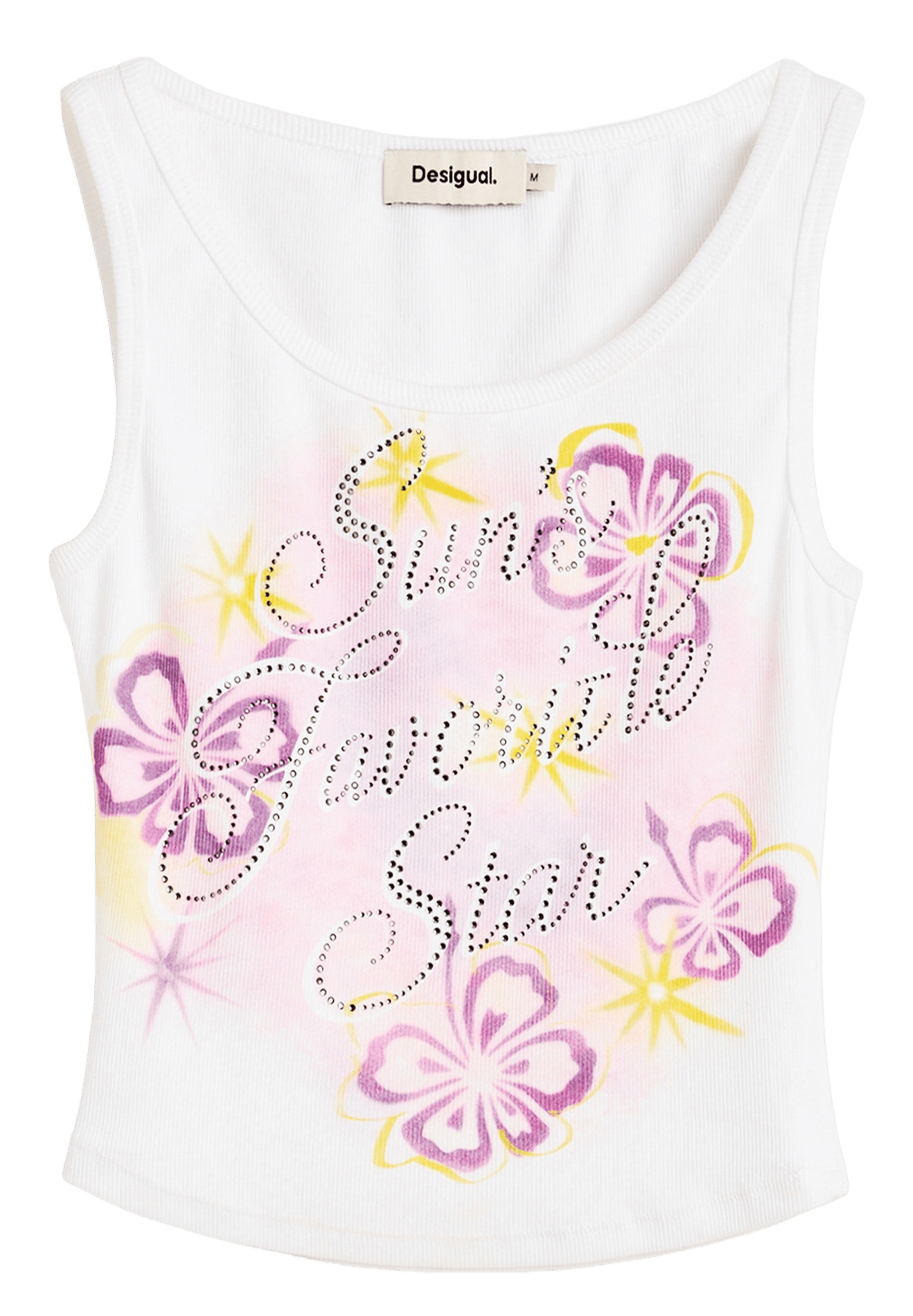 Débardeur droit en coton mélangé imprimé DESIGUAL Blanc
