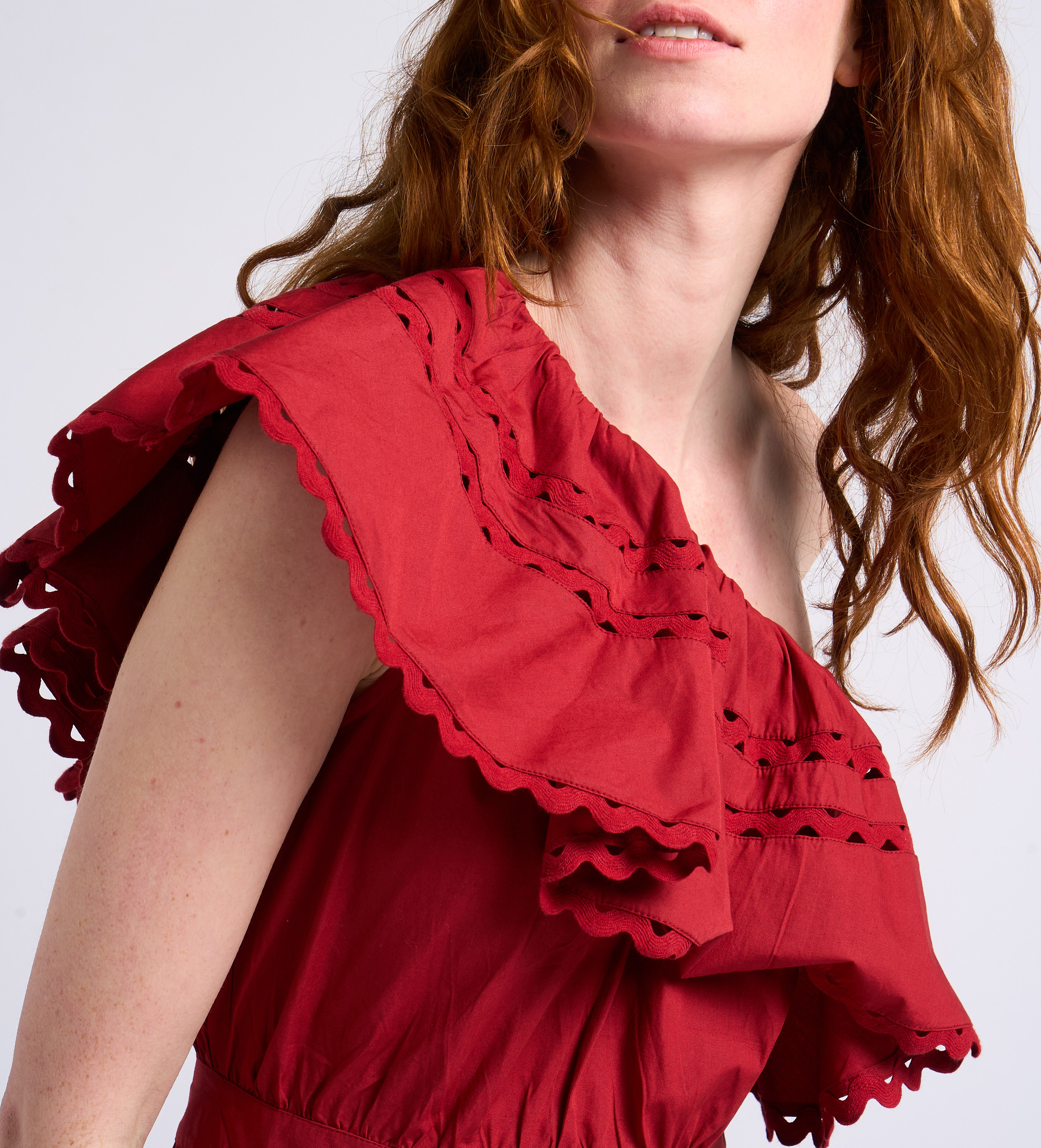 Robe longue col bardo asymétrique en coton ANTIK BATIK Marron