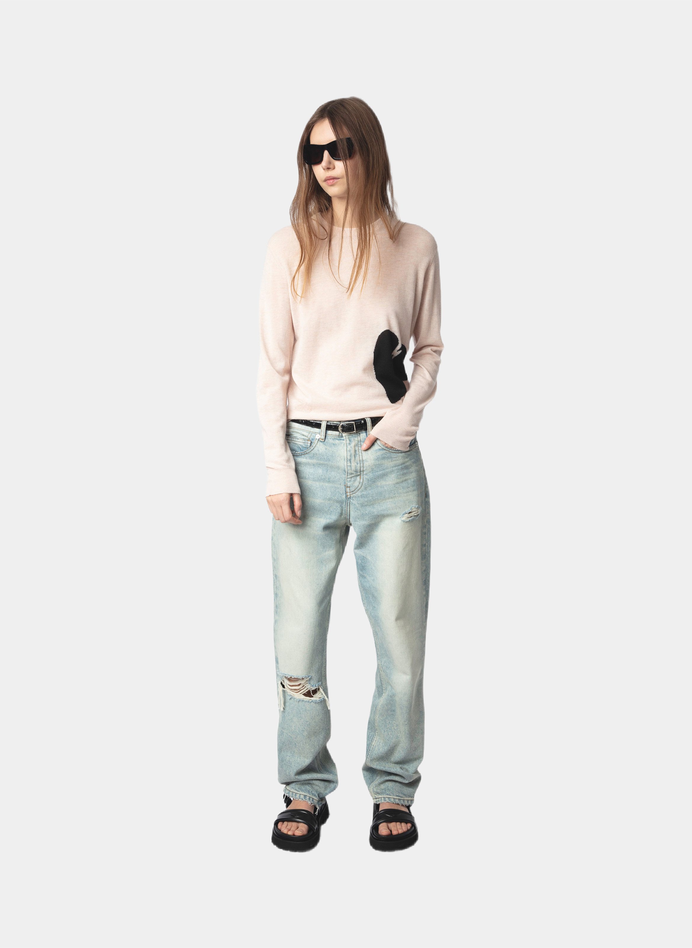 Pull droit imprimé en cachemire  ZADIG&VOLTAIRE Rose
