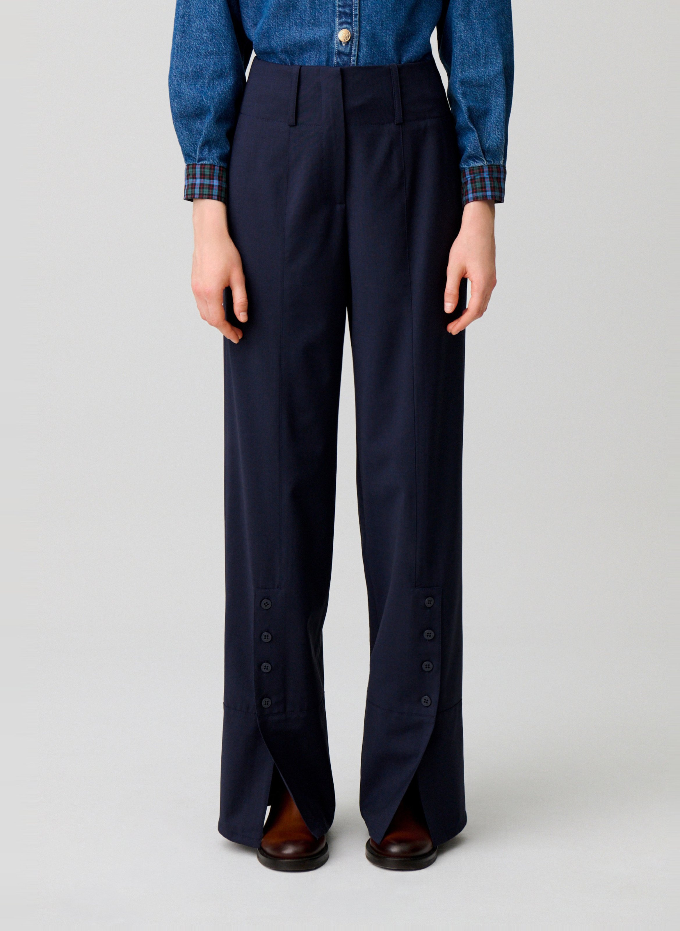 Bandplooibroek met hoge taille CLAUDIE PIERLOT Blauw