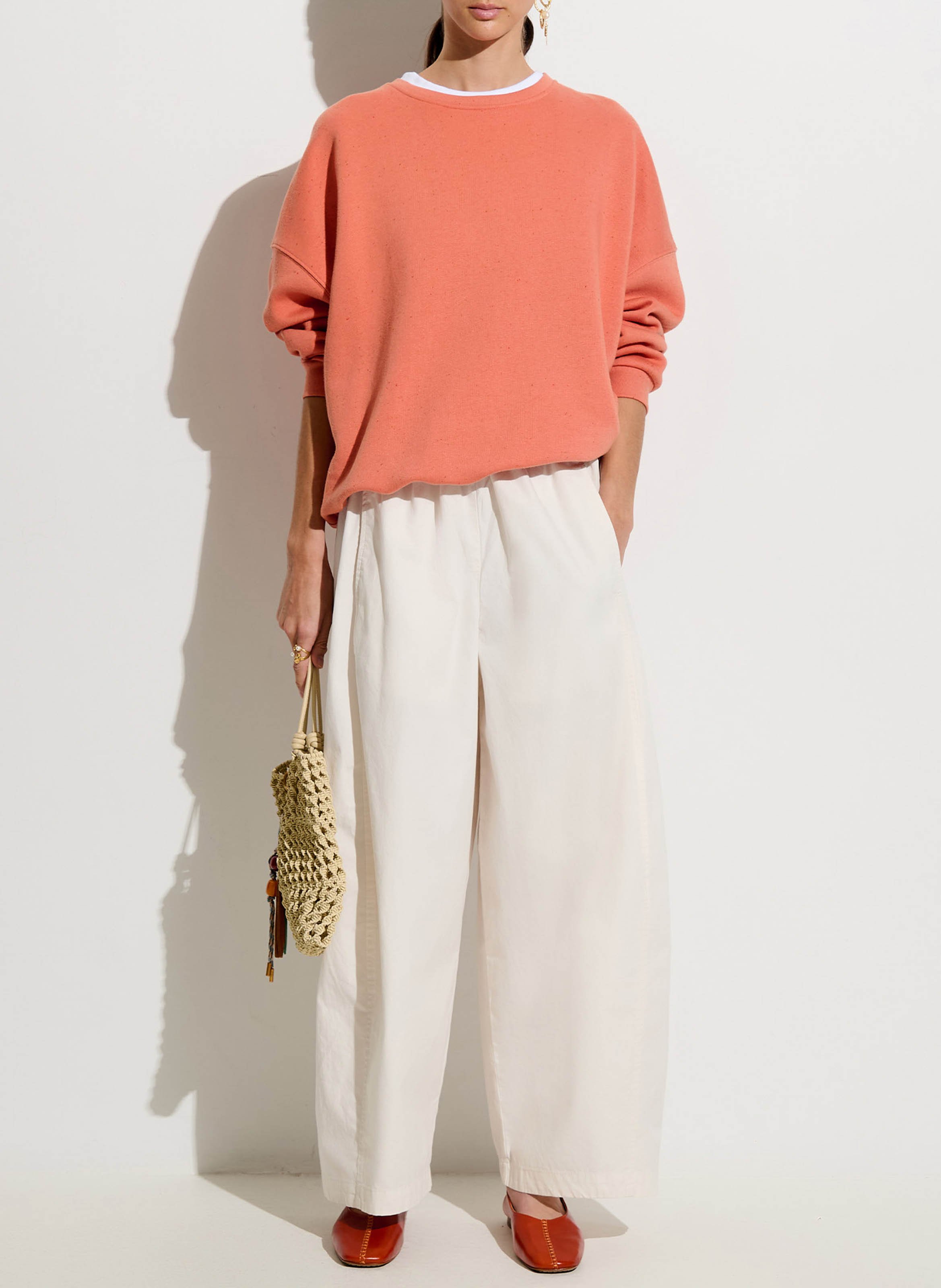 Oversized round-neck cotton-blend sweatshirt | Pink SESSUN Women