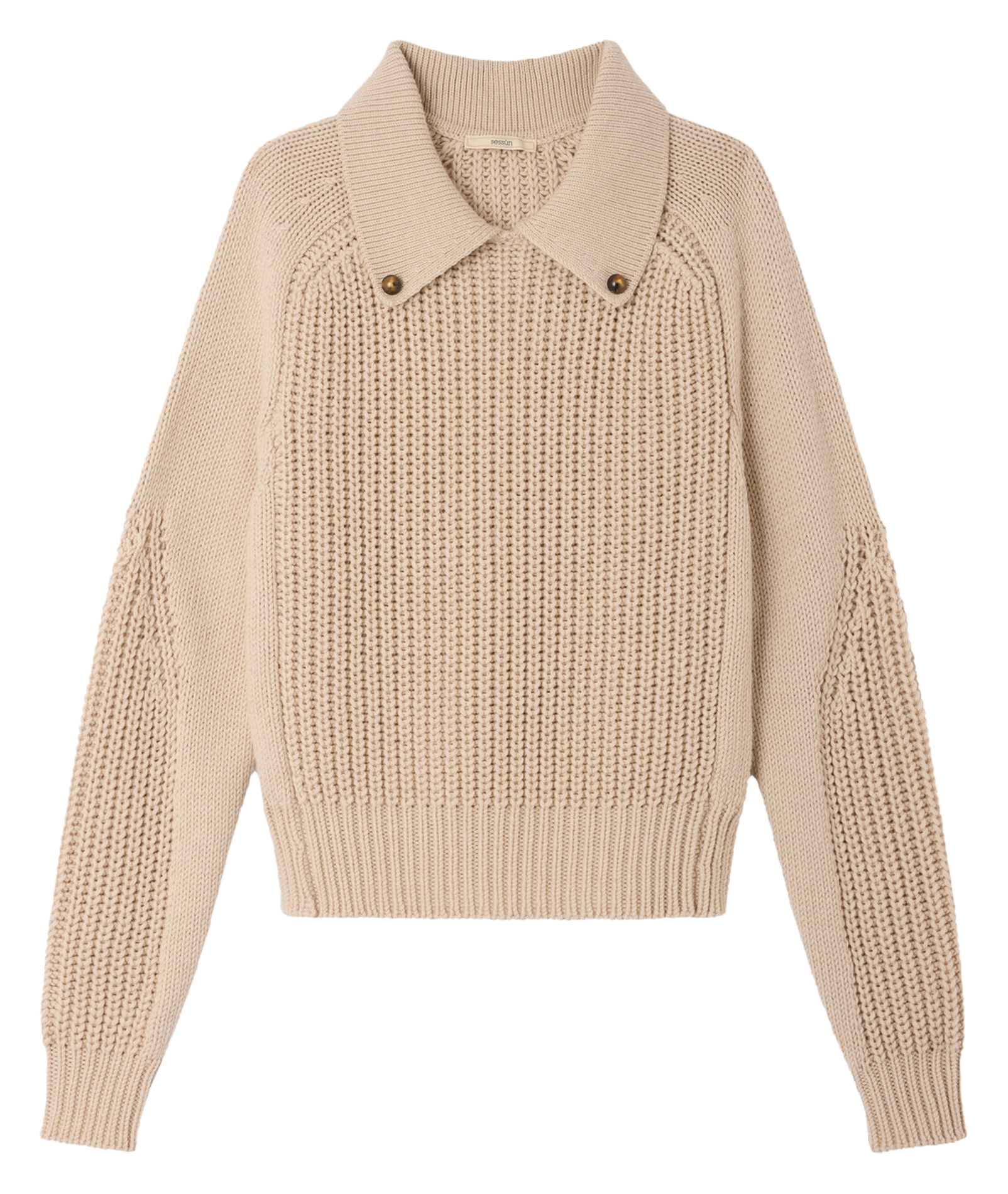 Wool sweater with classic collar SESSUN Beige