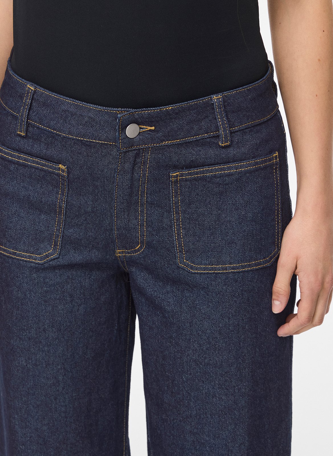 Wide-leg cotton-blend jeans VILA Blue