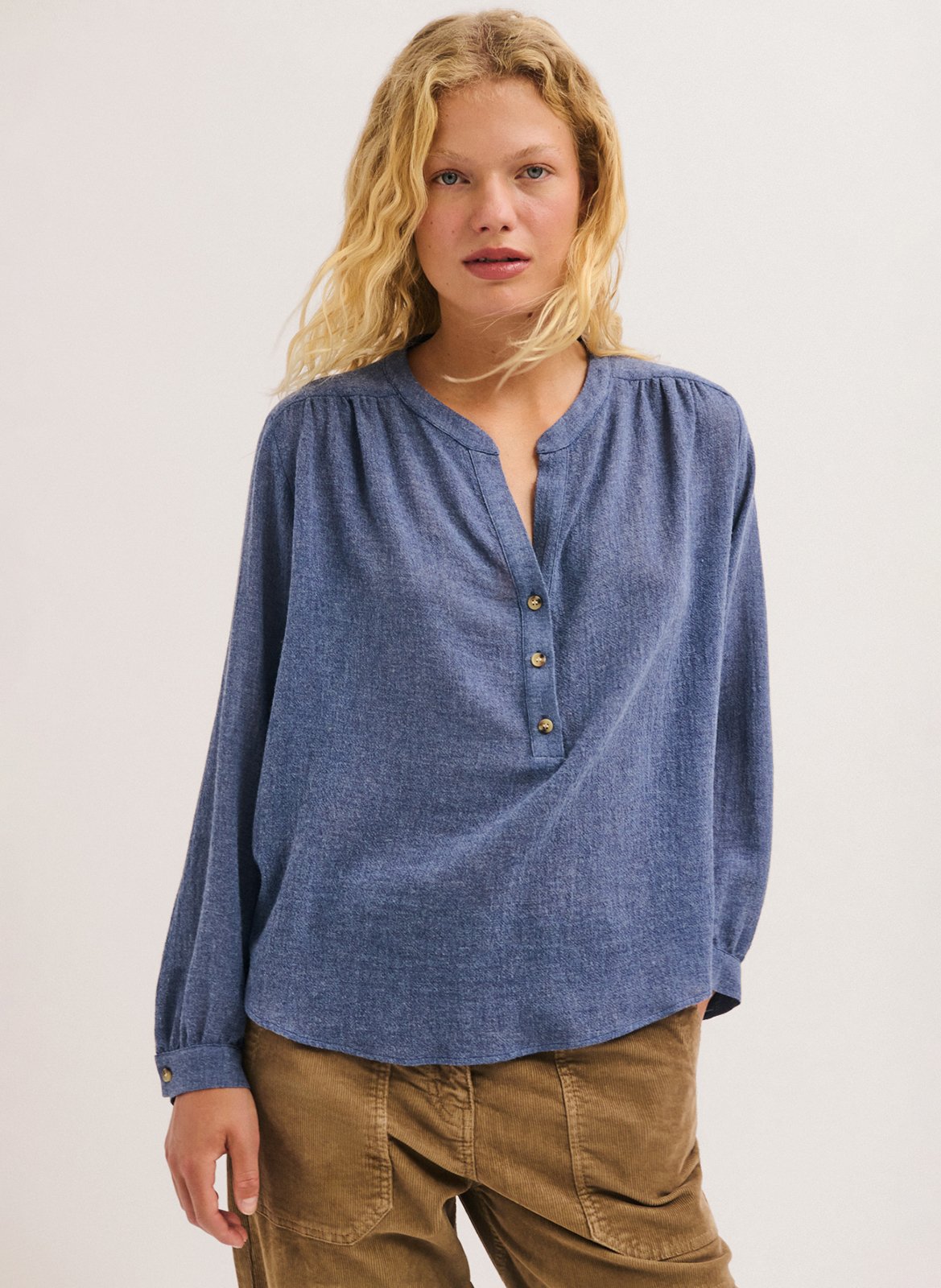 Top oversize col tunisien PABLO Bleu