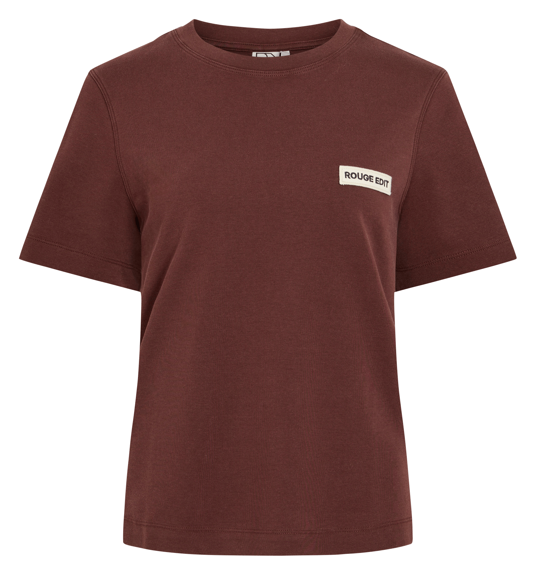 Rechte ronde hals T-shirt van biologisch katoen ROUGE EDIT