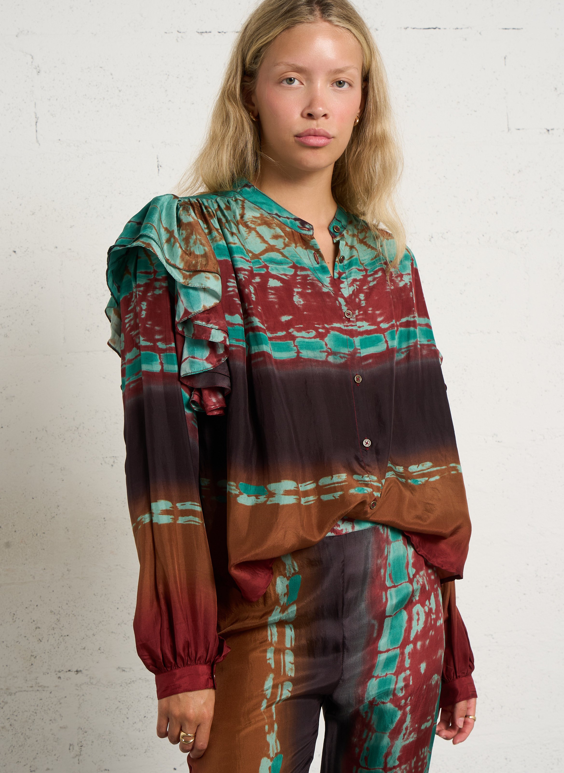 Printed blouse with round neckline MES DEMOISELLES Multicolored