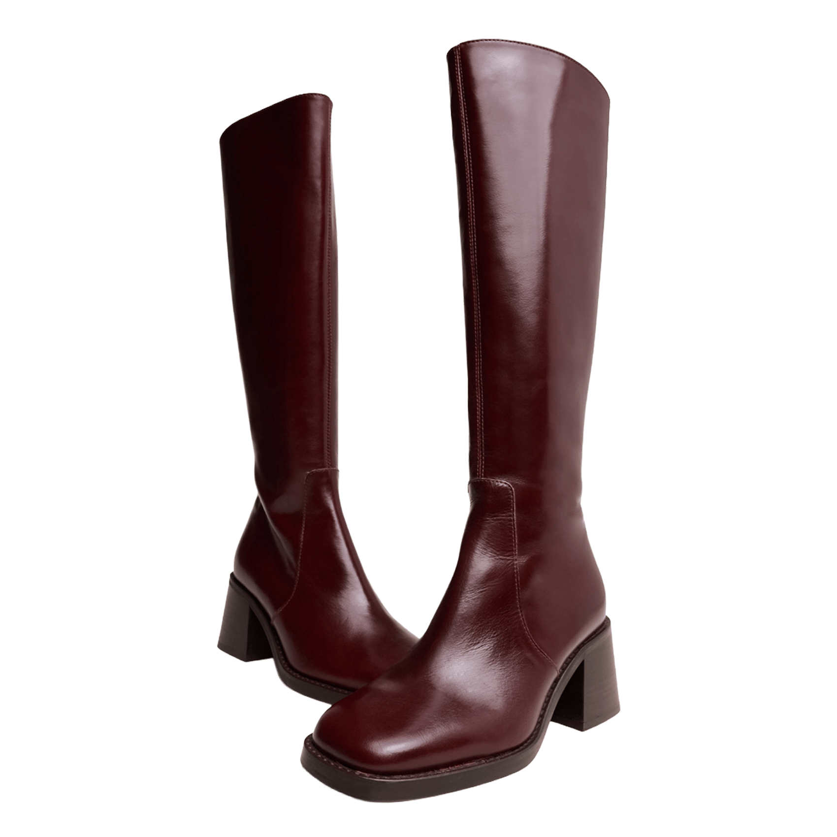 Leather square-toe boots JONAK Brown