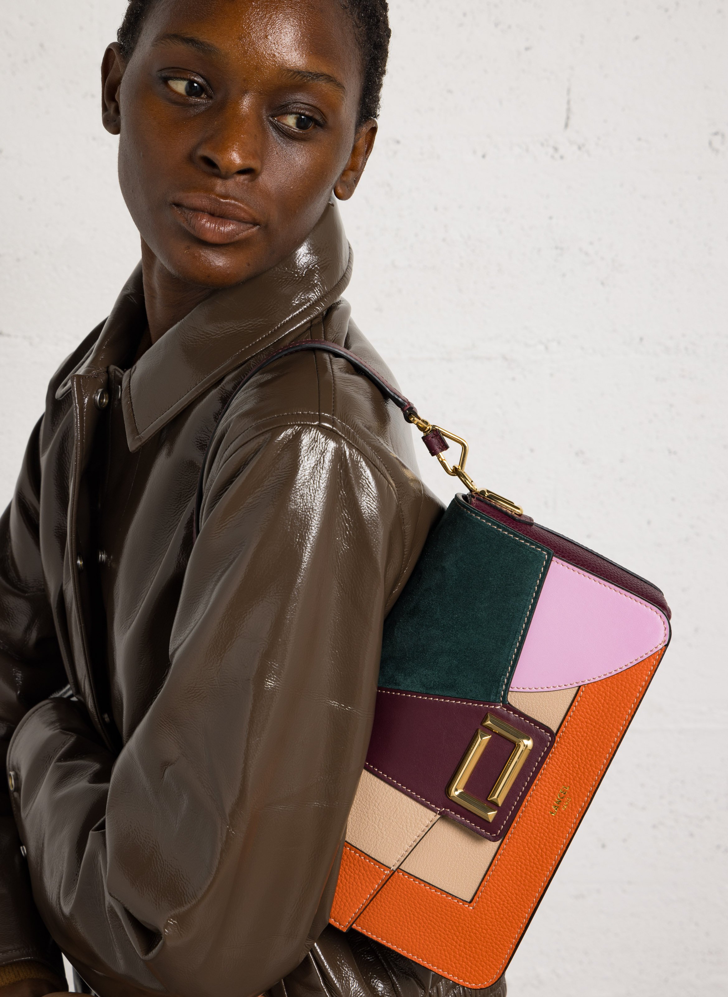 Leather shoulder bag LANCEL Green