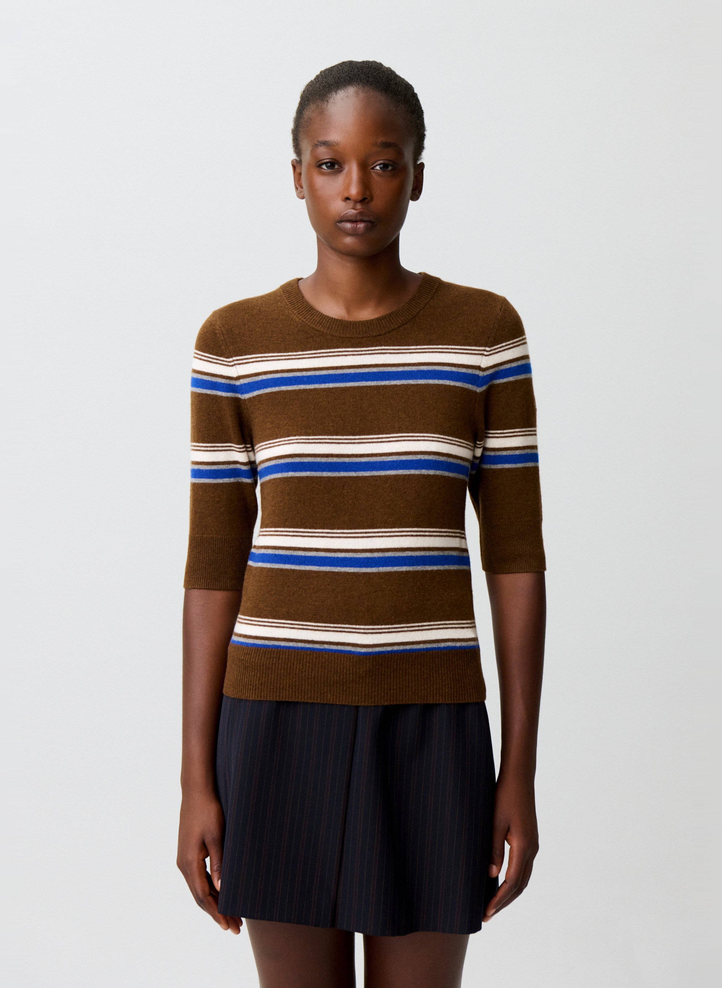 Pull droit manches courtes en laine mélangée CLAUDIE PIERLOT Multicolore