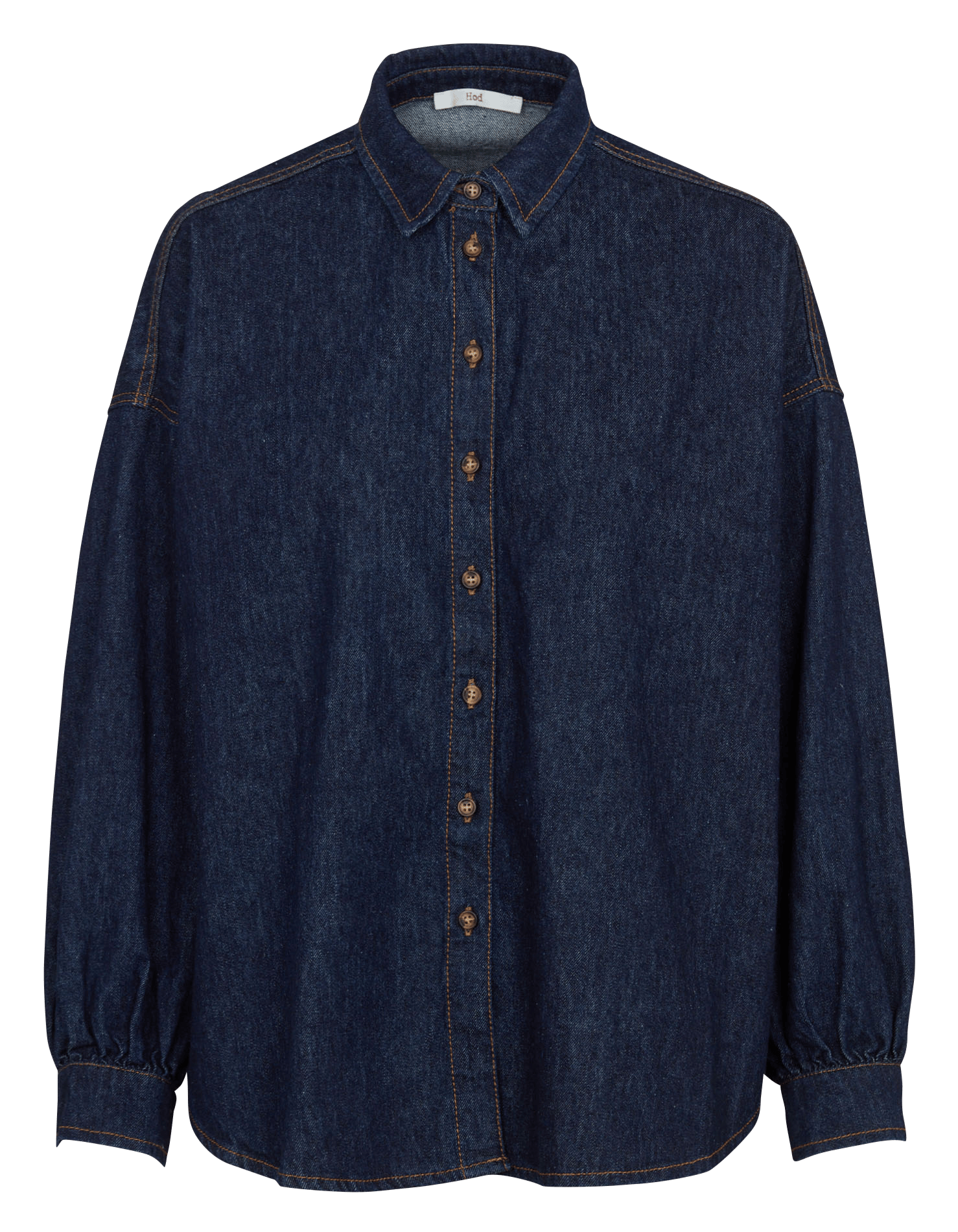 Loose fit classic collar denim shirt in mixed cotton HOD PARIS Blue