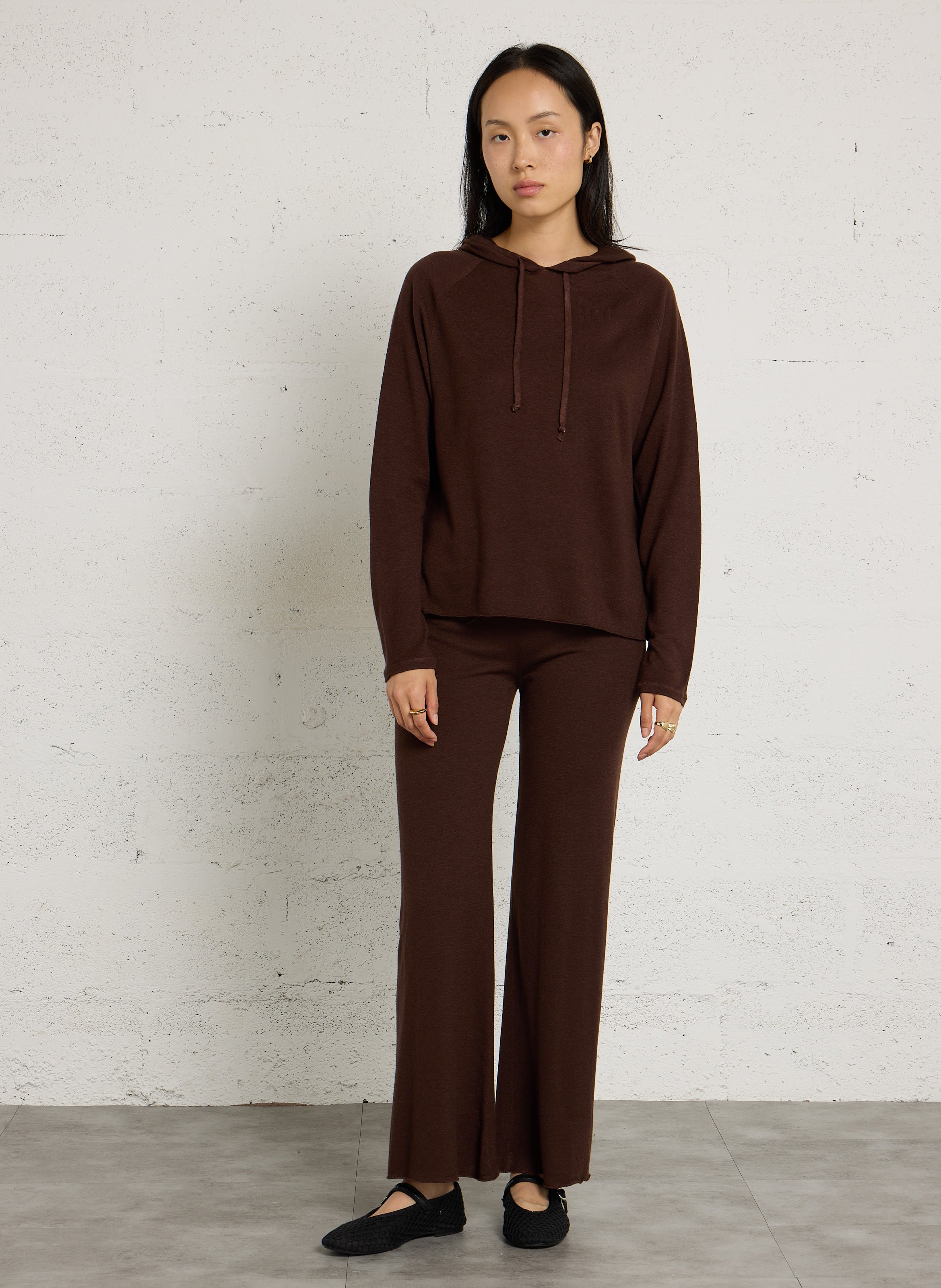 Hoodie van kasjmier MAJESTIC FILATURES Bruin
