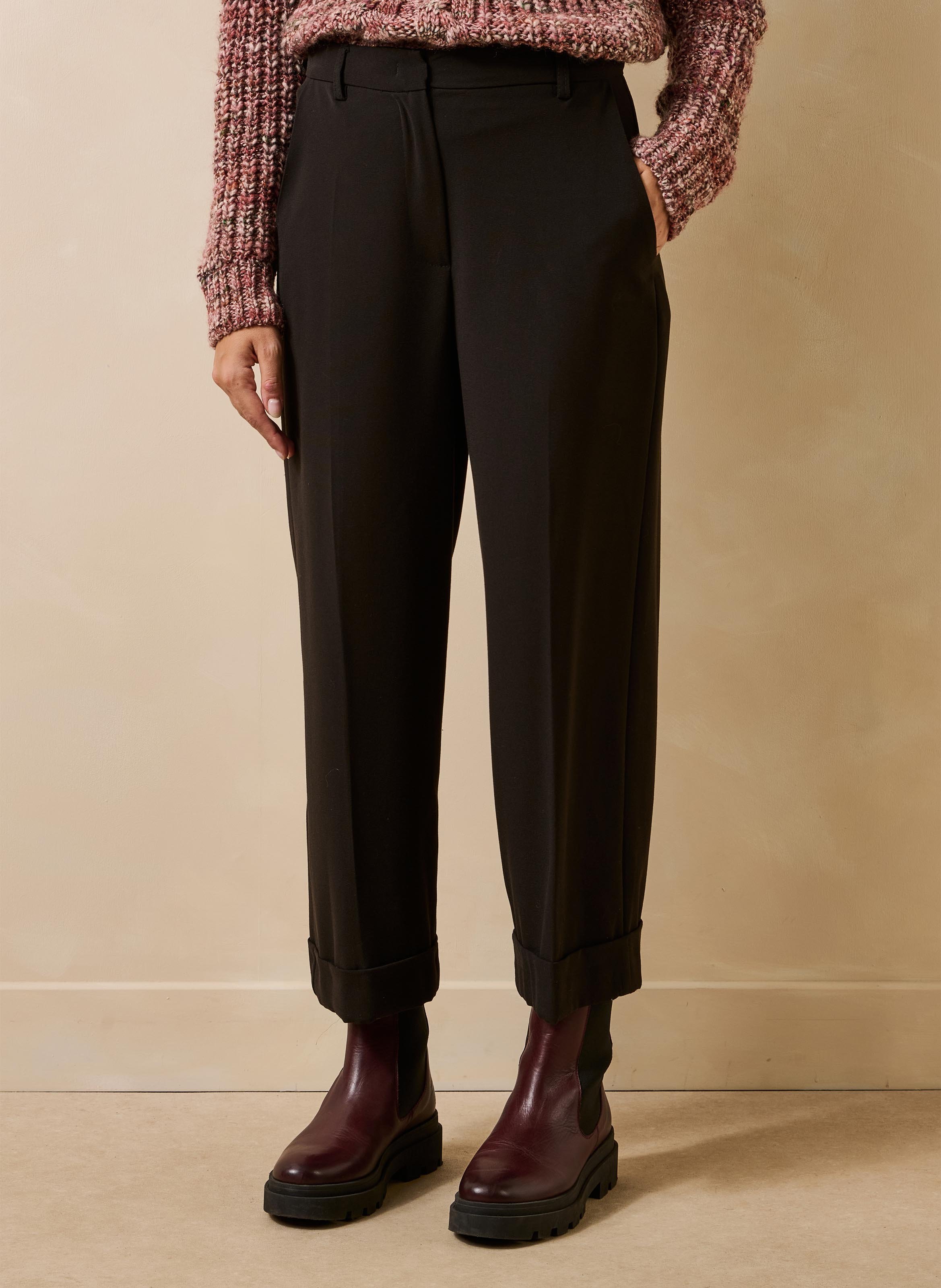 Pantalon large à revers LA FEE MARABOUTEE Noir