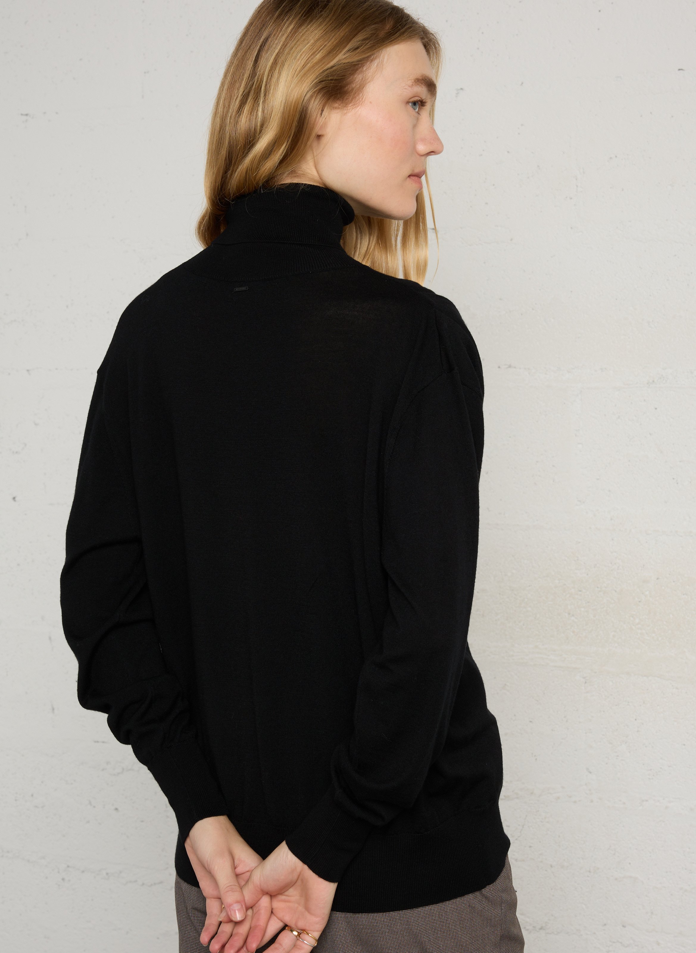 Wool turtleneck sweater | Black IKKS Women