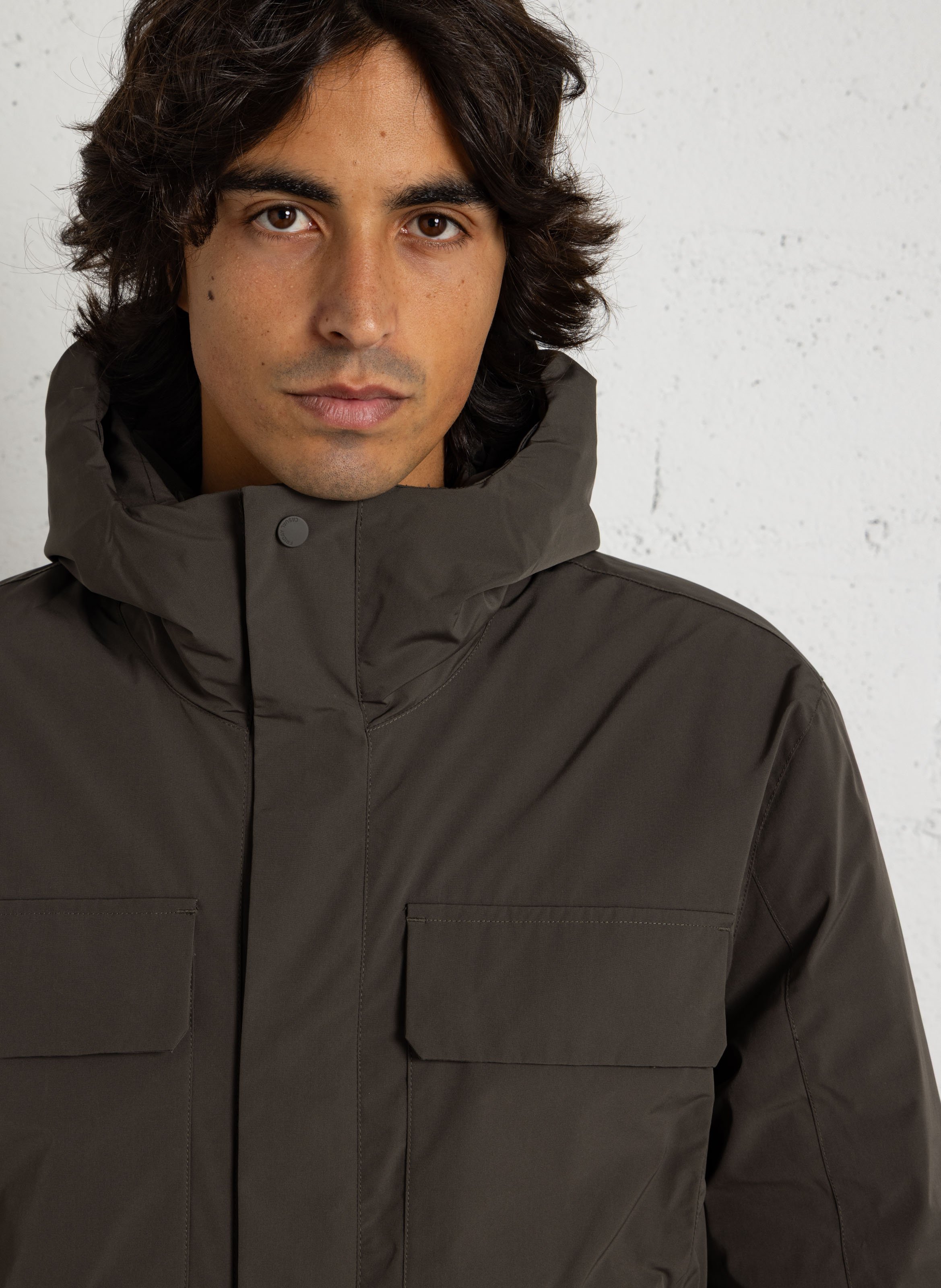 Straight parka with stand-up collar CASUAL FRIDAY Black