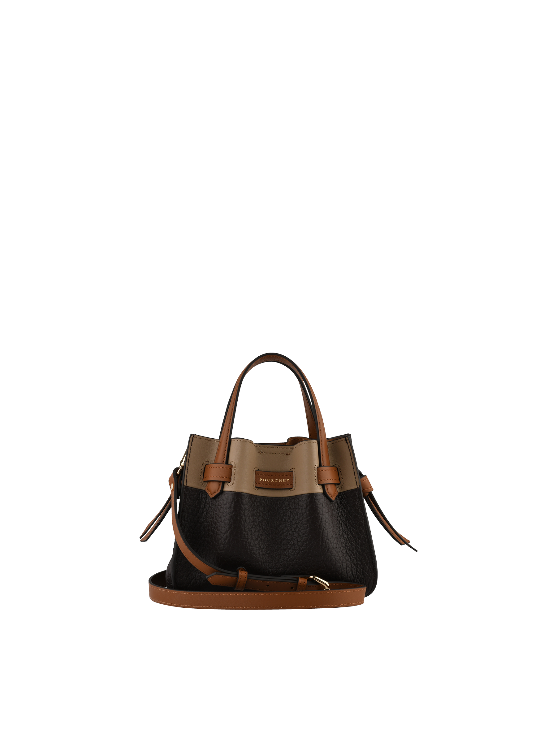 Calfskin leather handbag POURCHET Multicolored