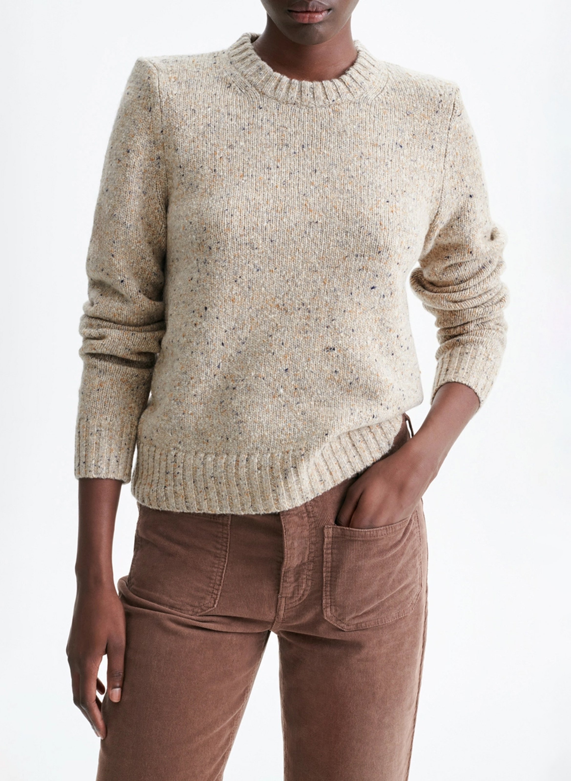 Pullover - mit Rundhalsausschnitt, melierter Strick VANESSA BRUNO Beige