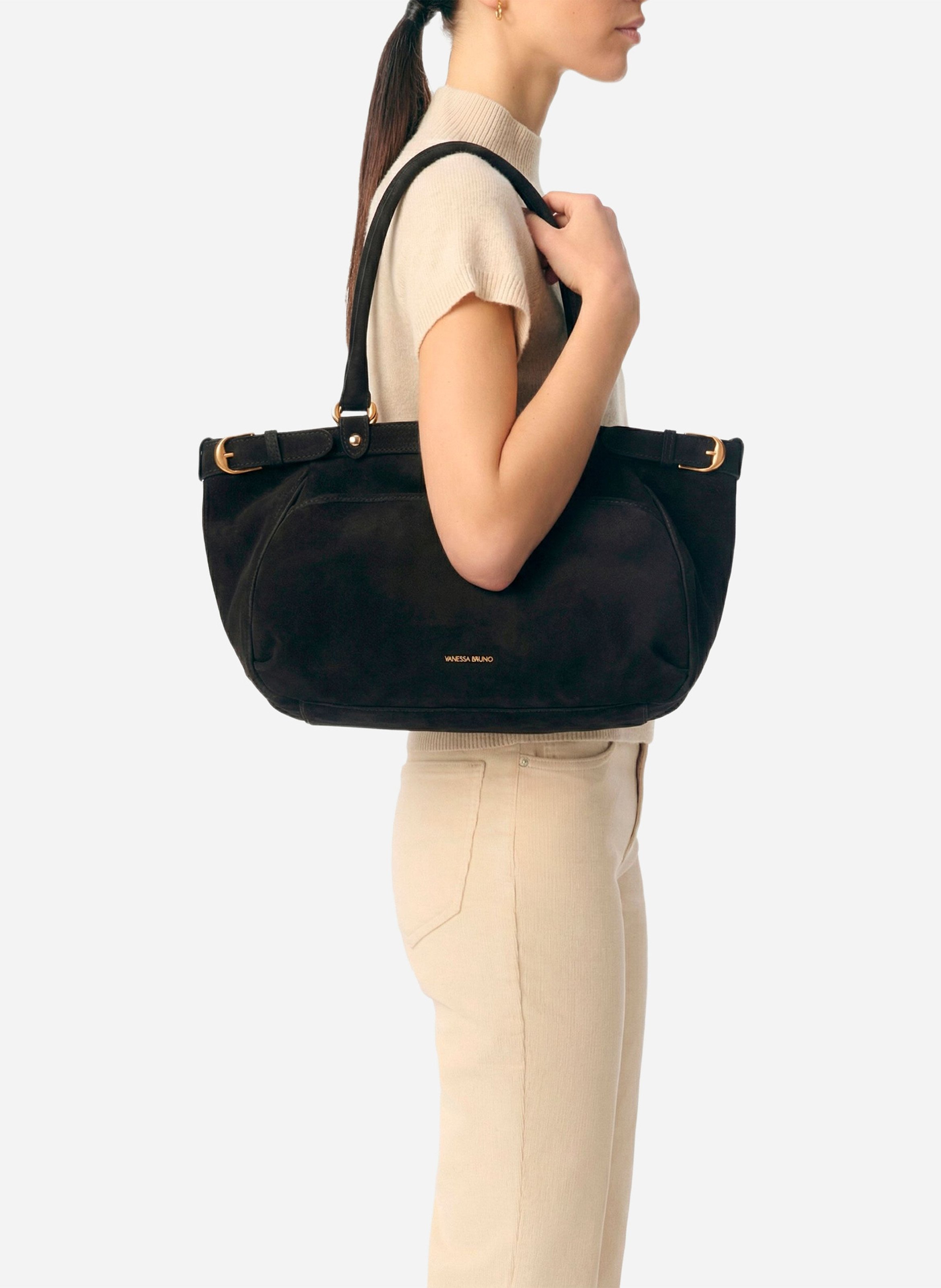 Handtasche aus Leder VANESSA BRUNO Schwarz