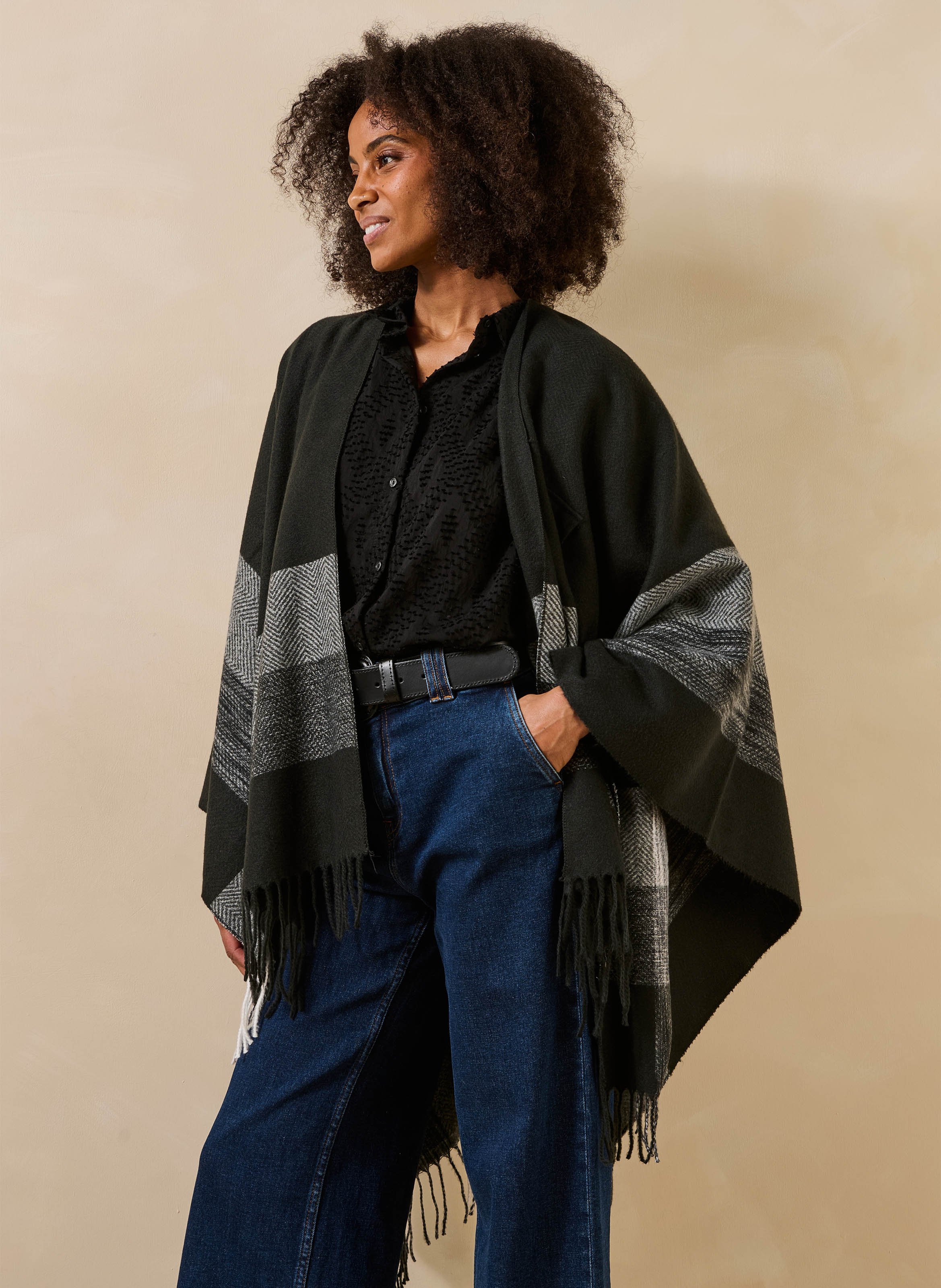 Loose-Fitting Printed Cape LA FEE MARABOUTEE Black
